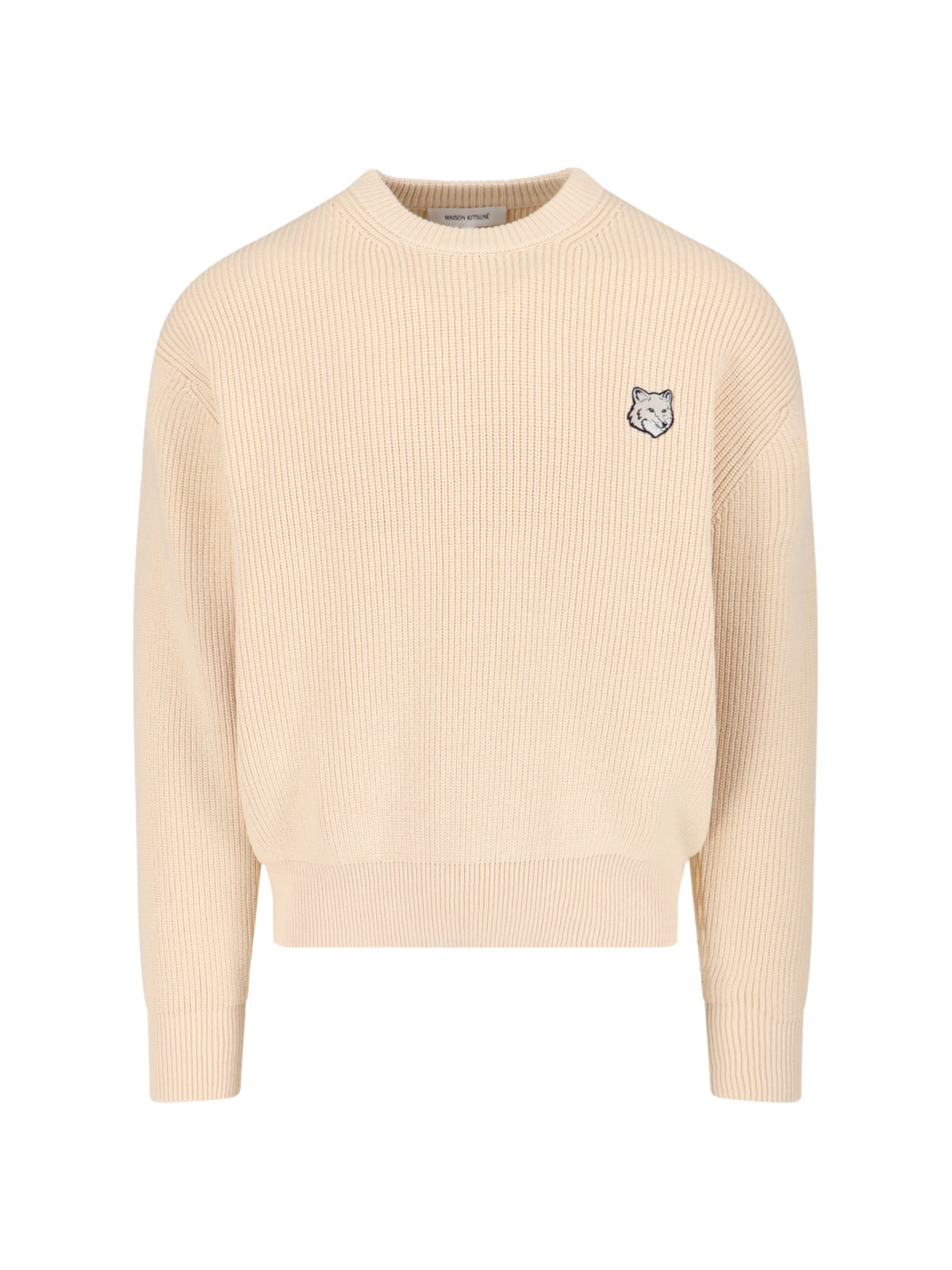 Shop Maison Kitsuné 'bold Fox Patch' Sweater In Cream