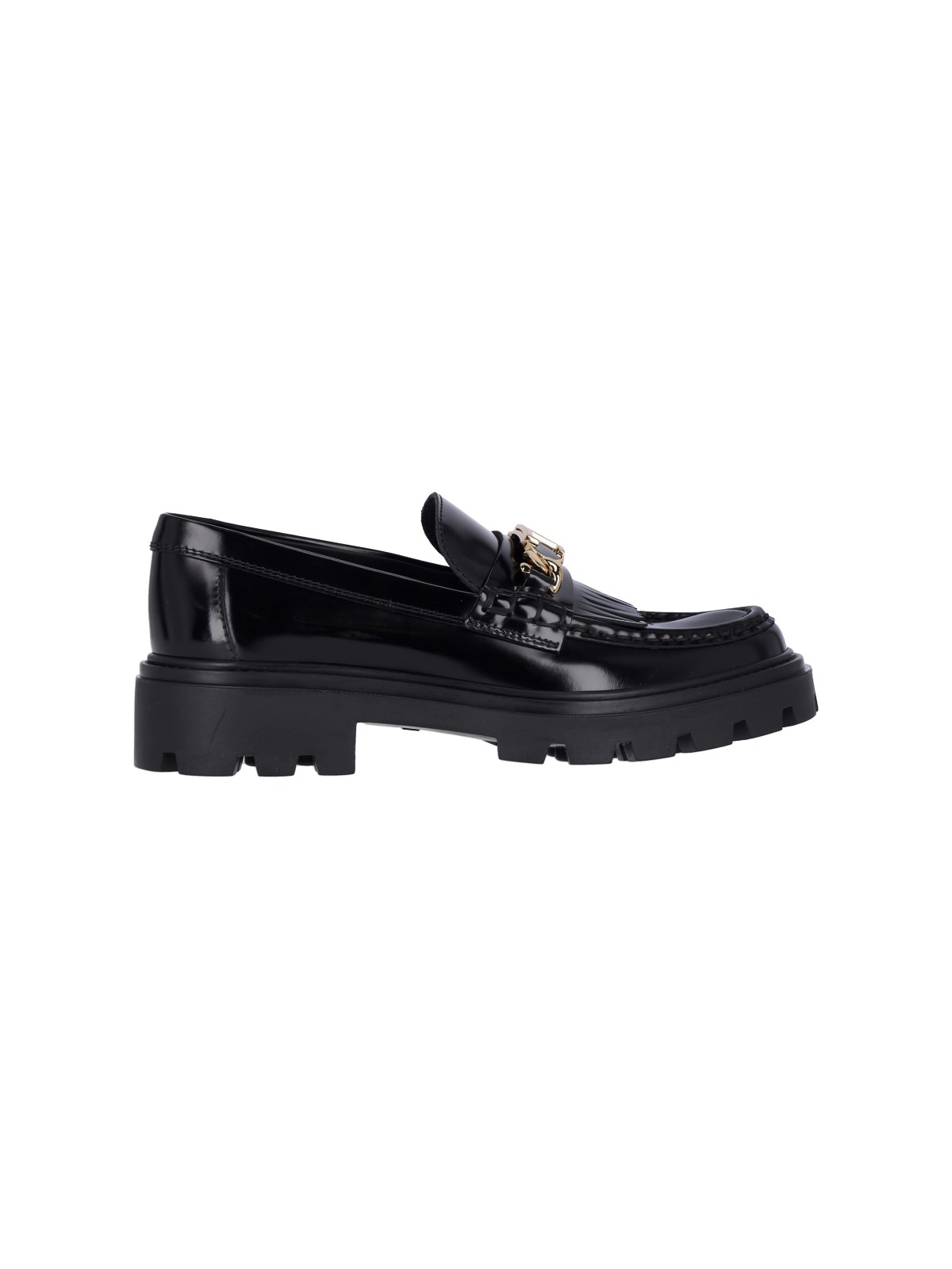 Shop Tod's Fringed Detail Loafers In Black  