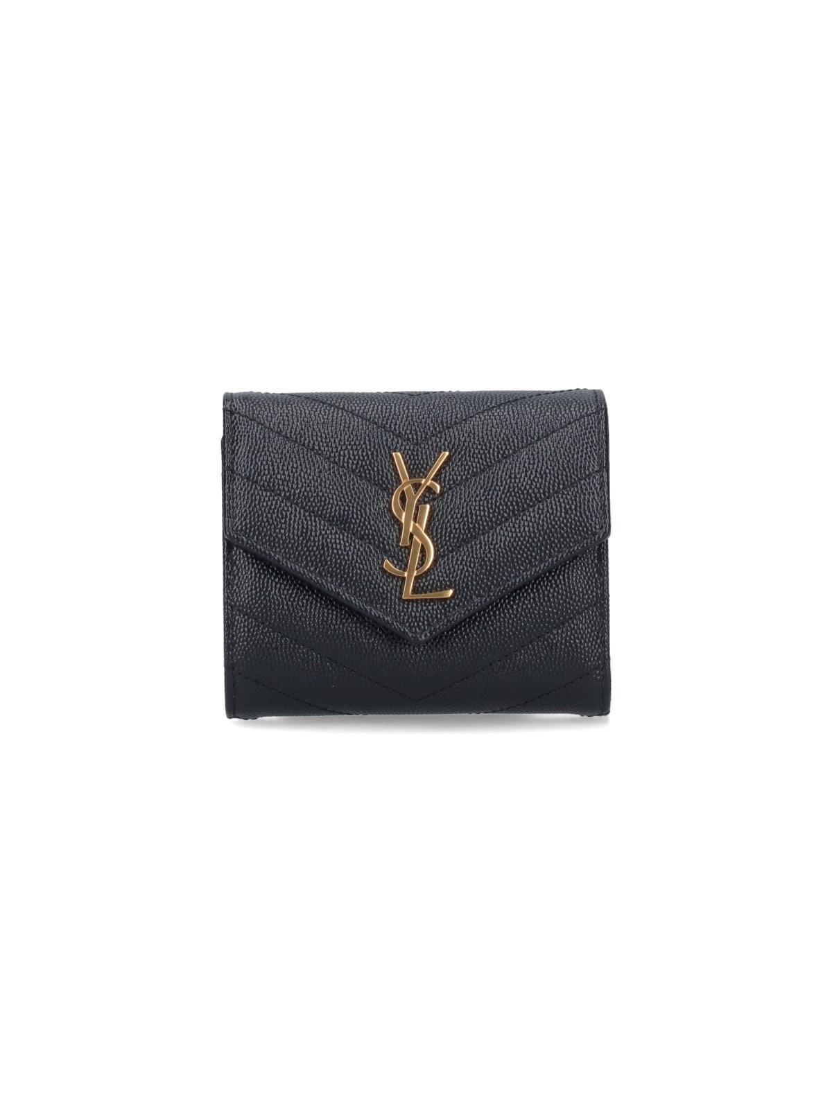 Shop Saint Laurent 'cassandre' Mutli-fold Wallet In Black  