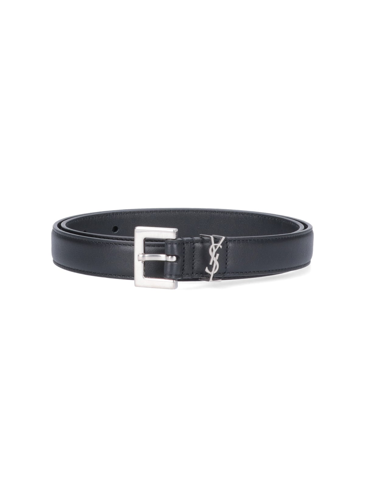 Saint Laurent Logo Thin Belt In Black  