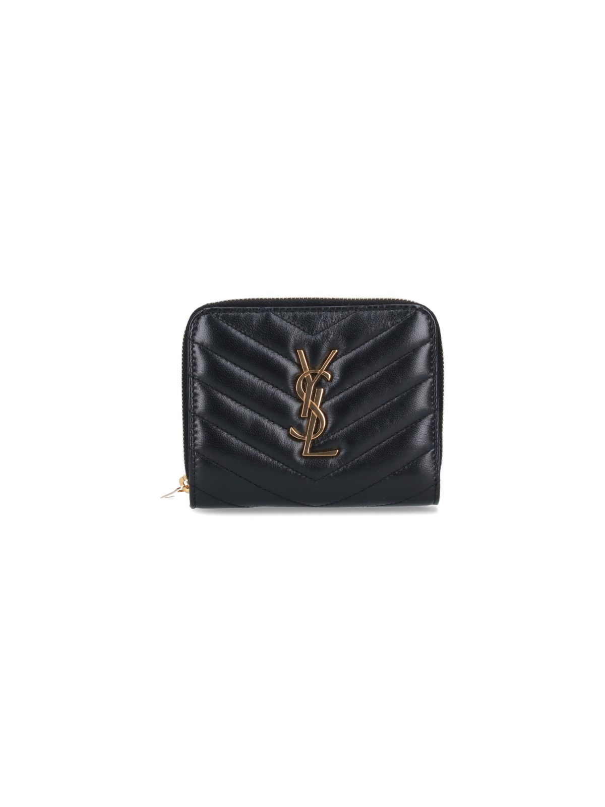 Saint Laurent 'cassandre' Zip Wallet In Black  