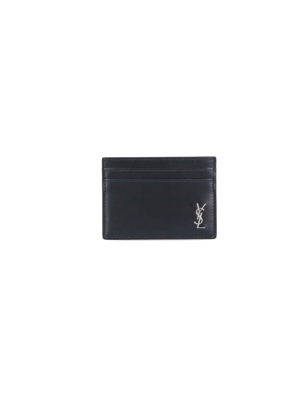Shop Saint Laurent Monogram Card Case In Black  