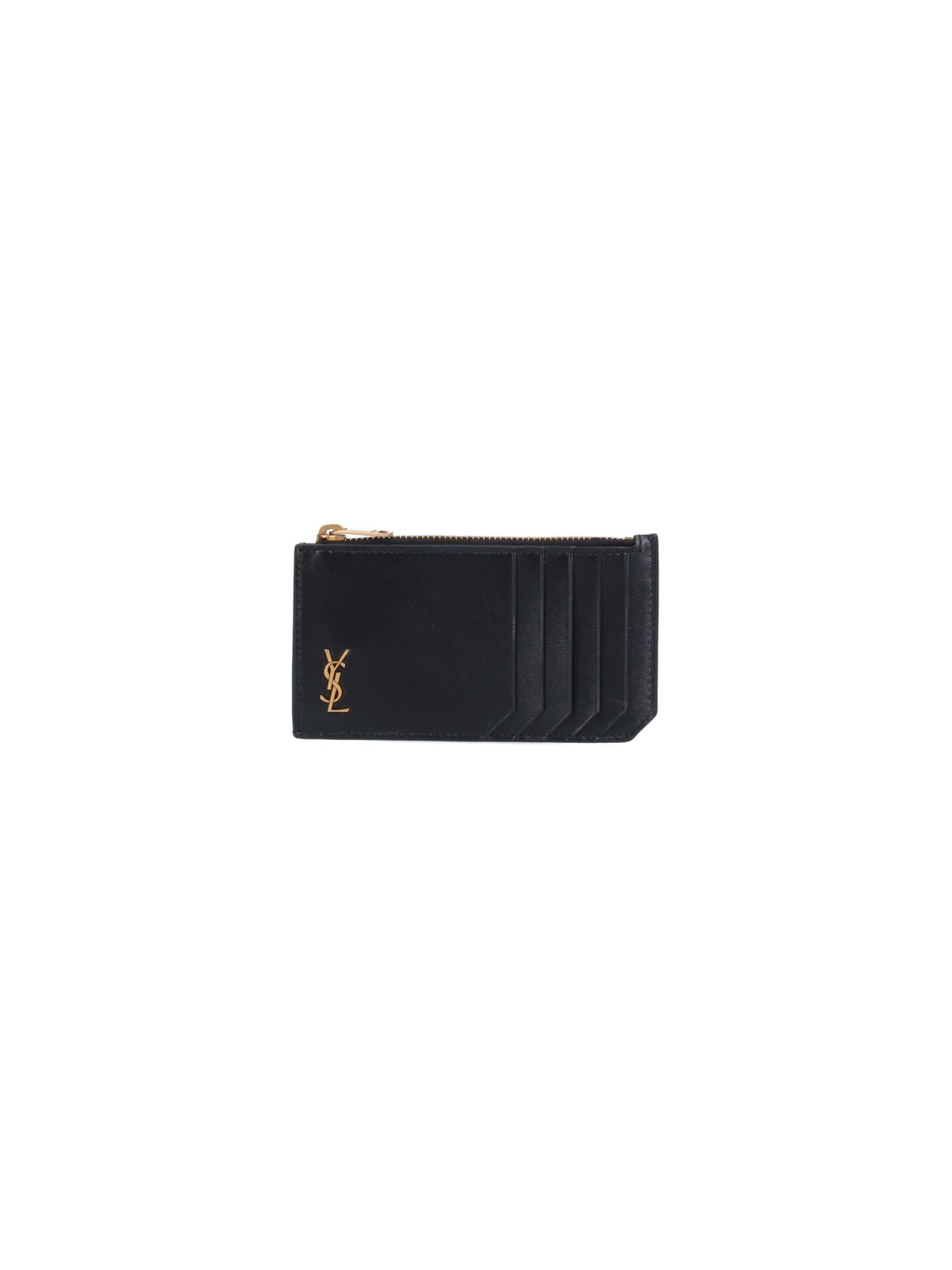 Saint Laurent Zipped Card Holder In Black  