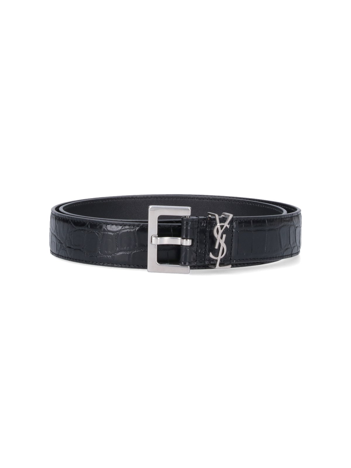 Shop Saint Laurent "cassandre" Belt In Black  