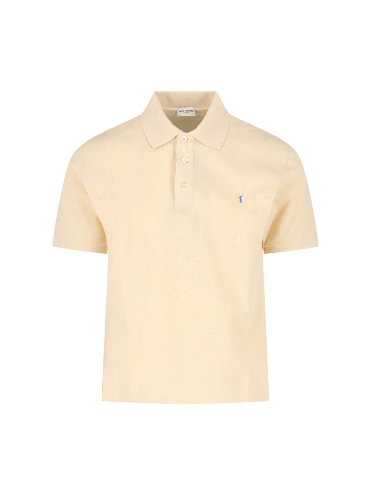Shop Saint Laurent Logo Polo Shirt In Cream