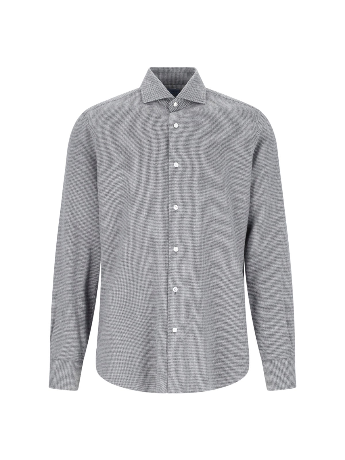 Barba Napoli Houndstooth Shirt In Grey