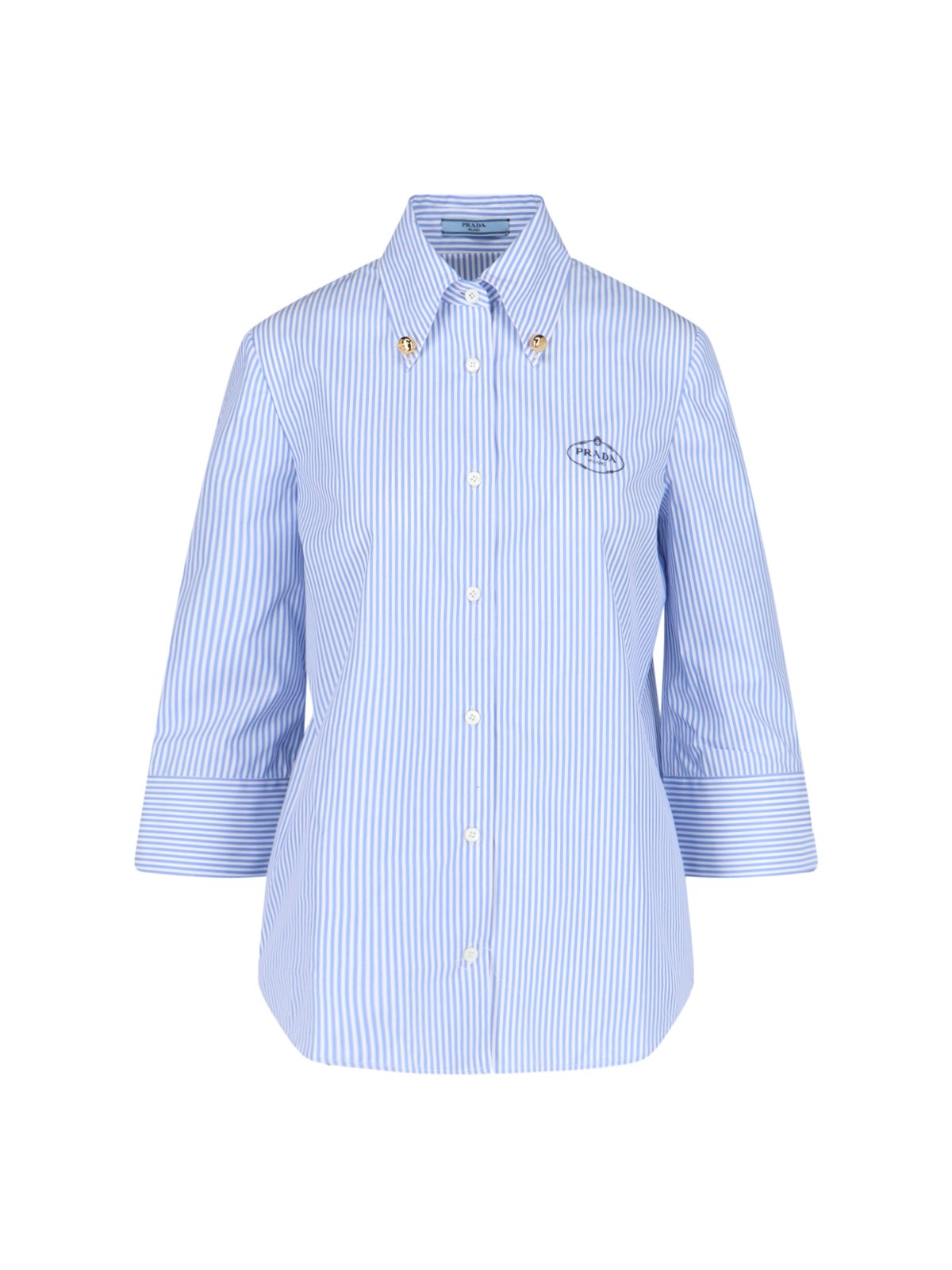 Shop Prada Striped Shirt In Light Blue