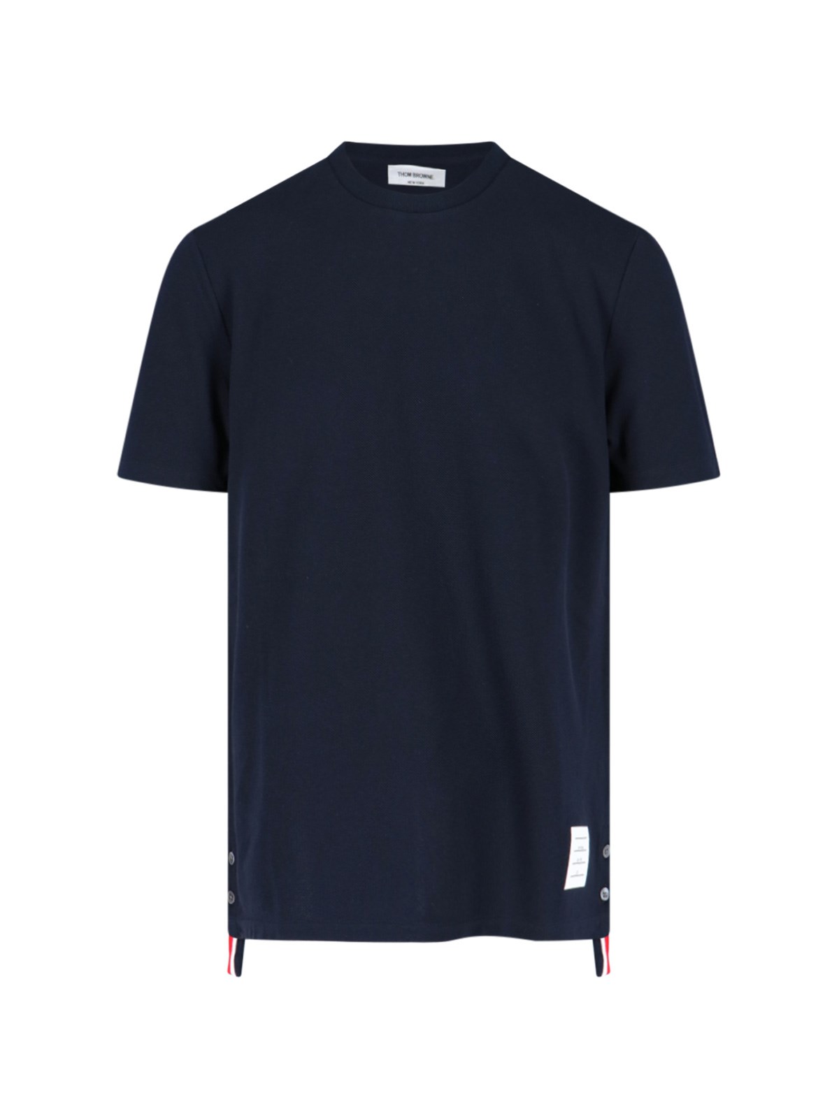 Thom Browne Tricolour Back Detail T-shirt In Blue