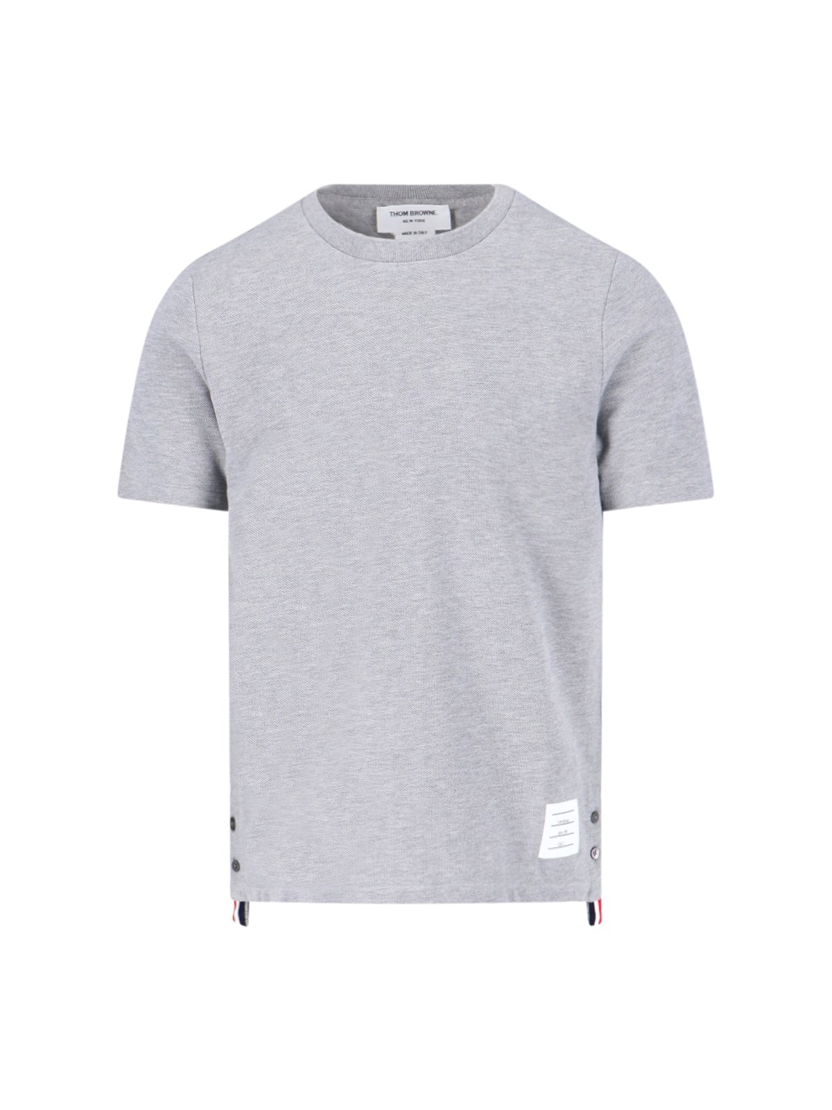 Shop Thom Browne Logo Tape T-shirt In Gray
