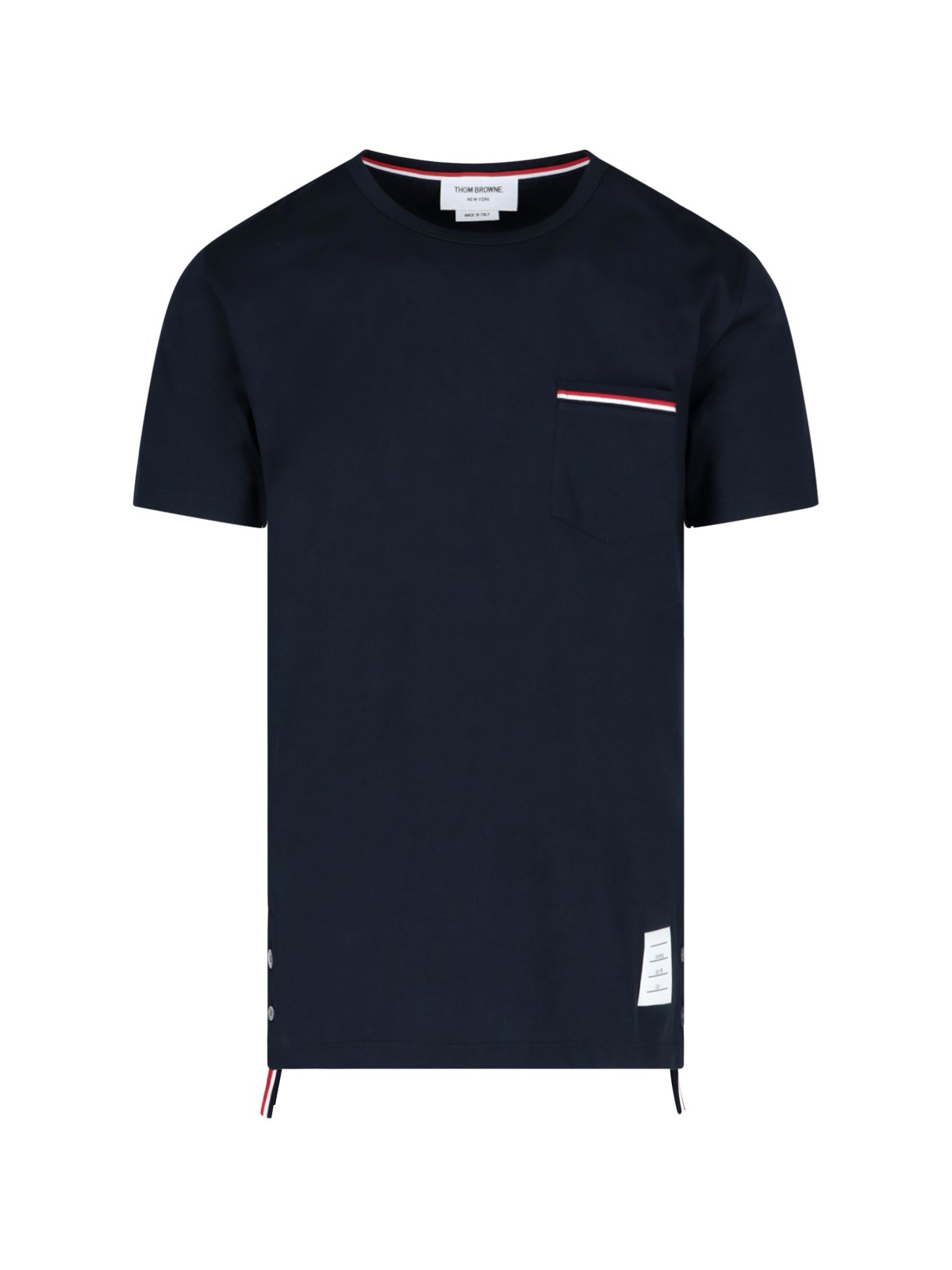 Thom Browne - Tricolor Pocket T-shirt In Blue
