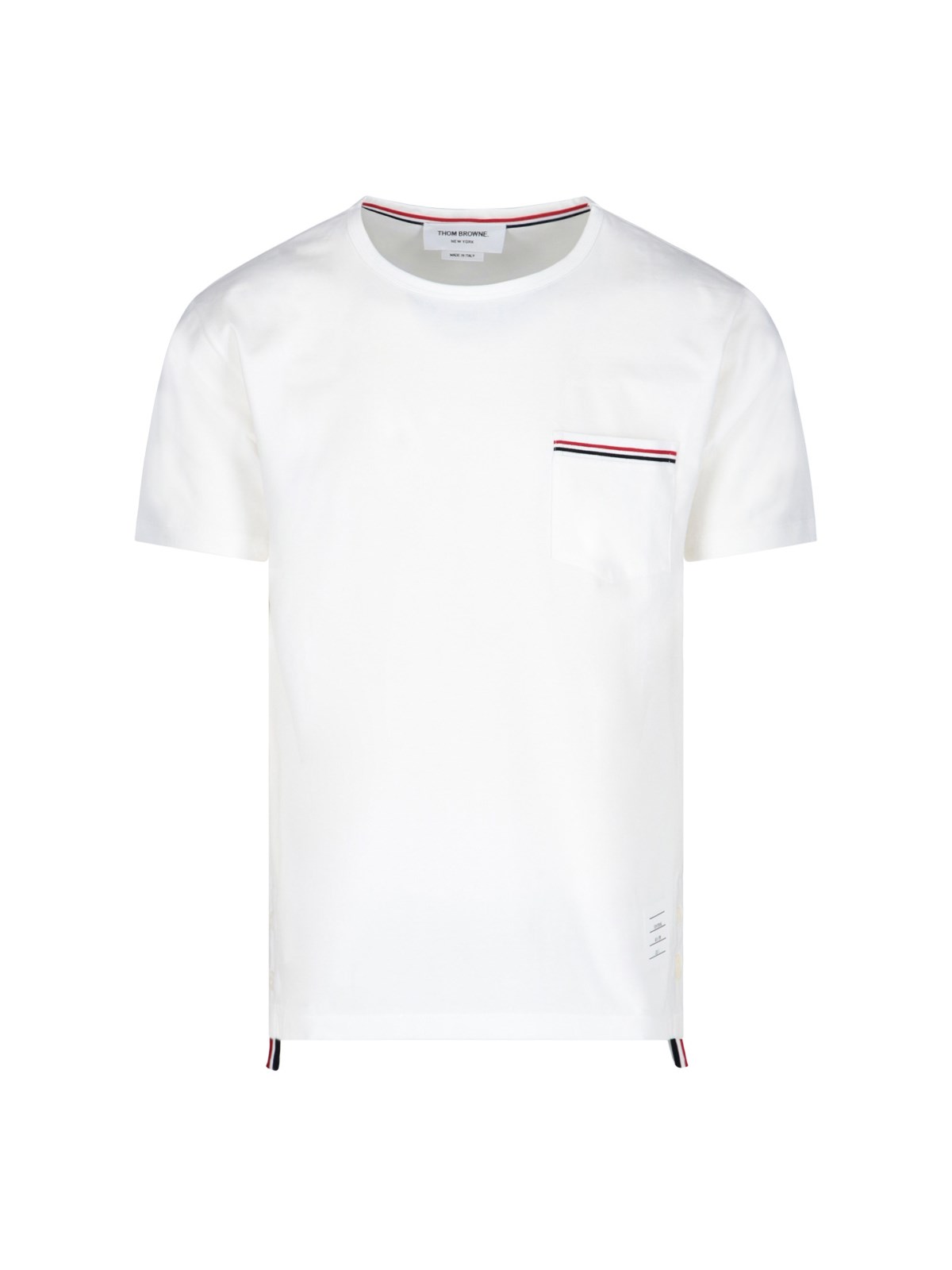 Shop Thom Browne Tricolor Pocket T-shirt In White