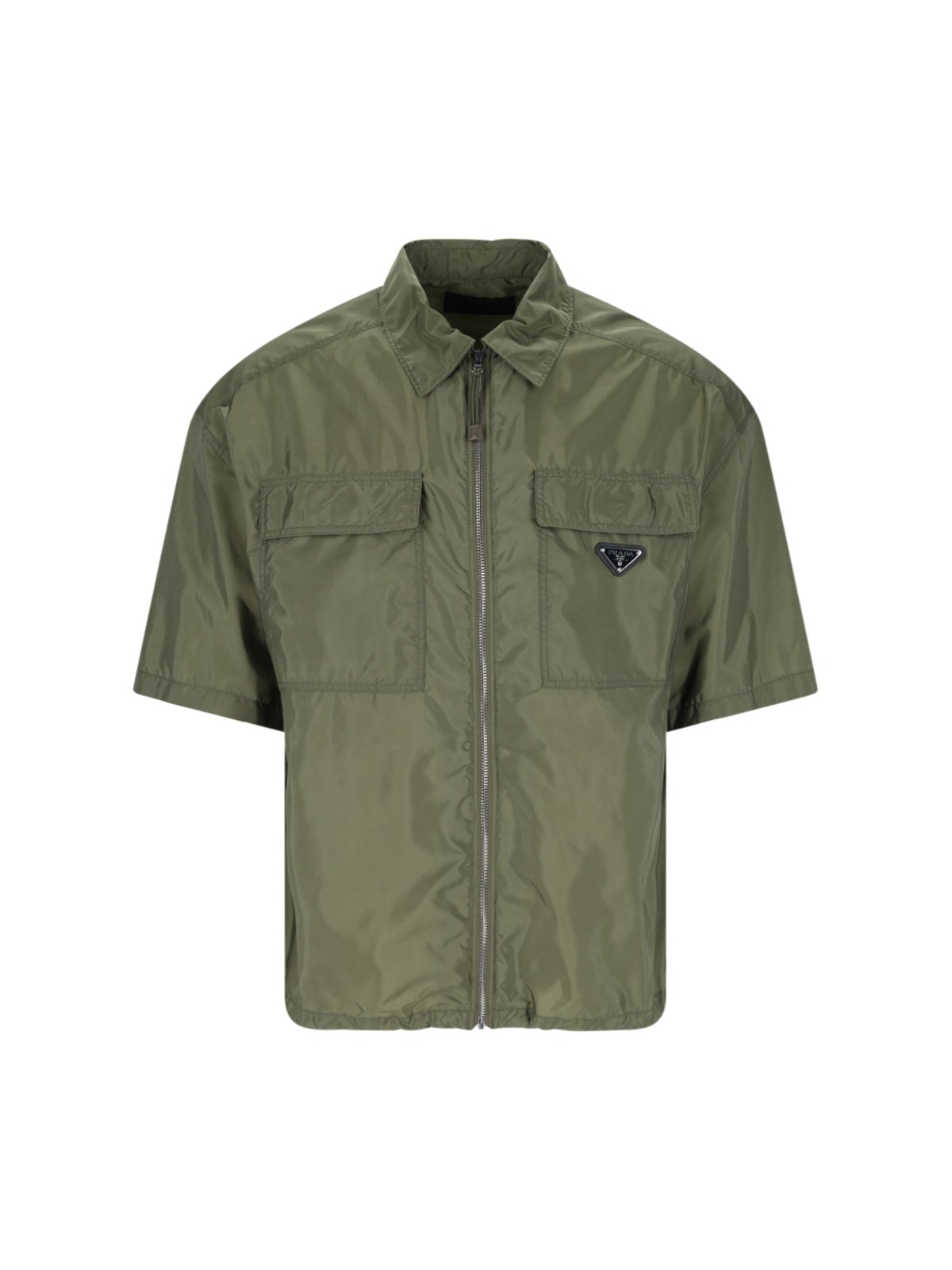 Prada Re-Nylon notched-collar shirt - Green