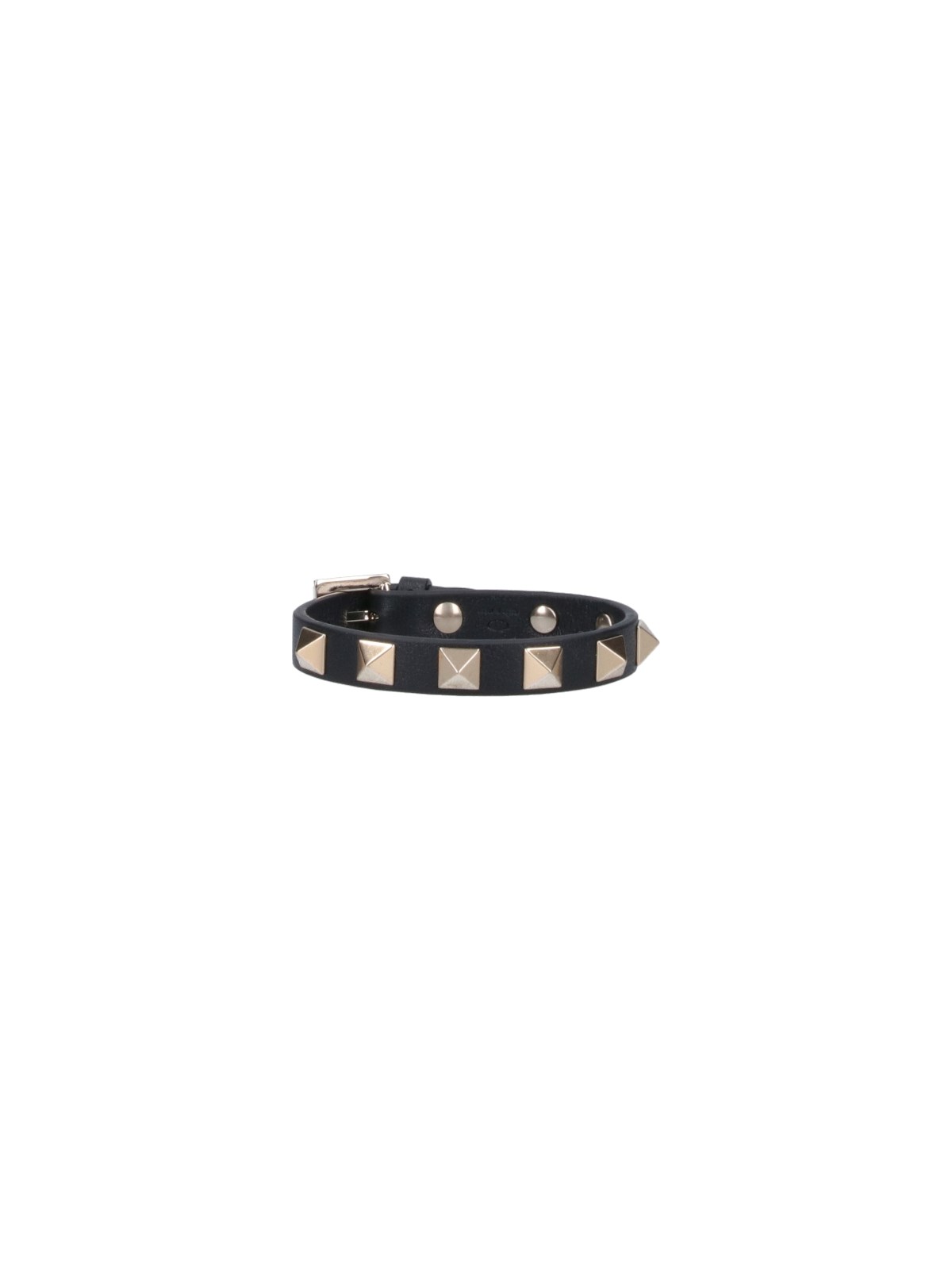 Valentino Garavani Rockstud Leather Bracelet In Black  