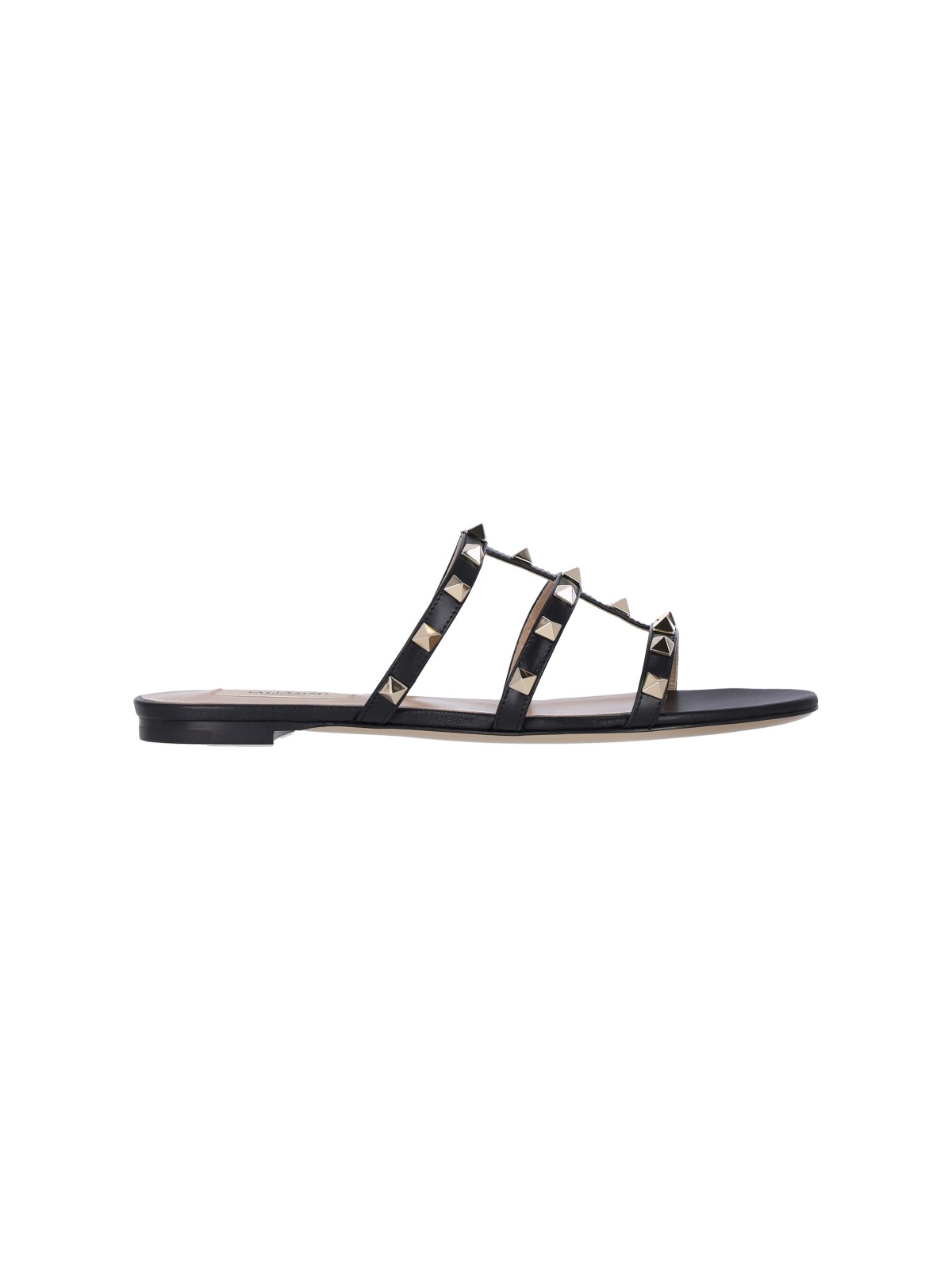 Shop Valentino Slide Sandals "rockstud" In Black  