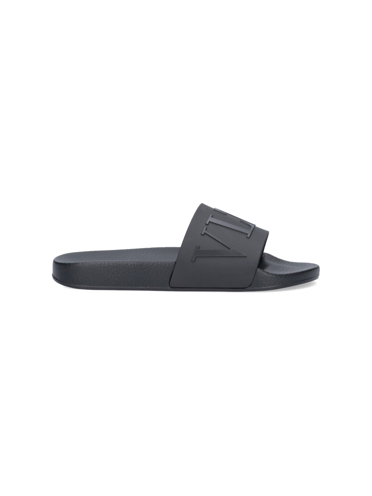 Shop Valentino "vltn" Slide Sandals In Black  