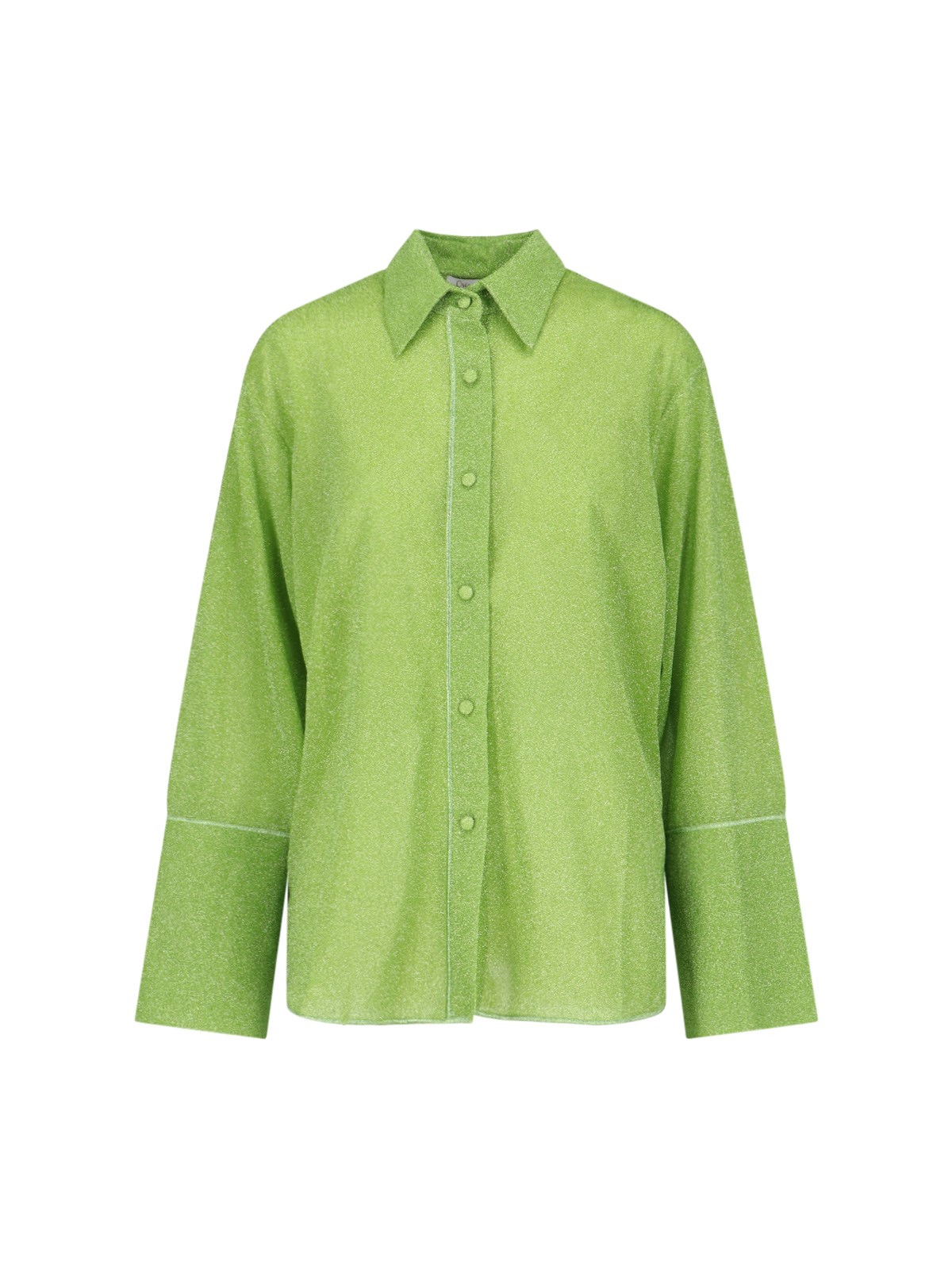 Shop Oseree 'lumière Sleeves' Shirt In Green