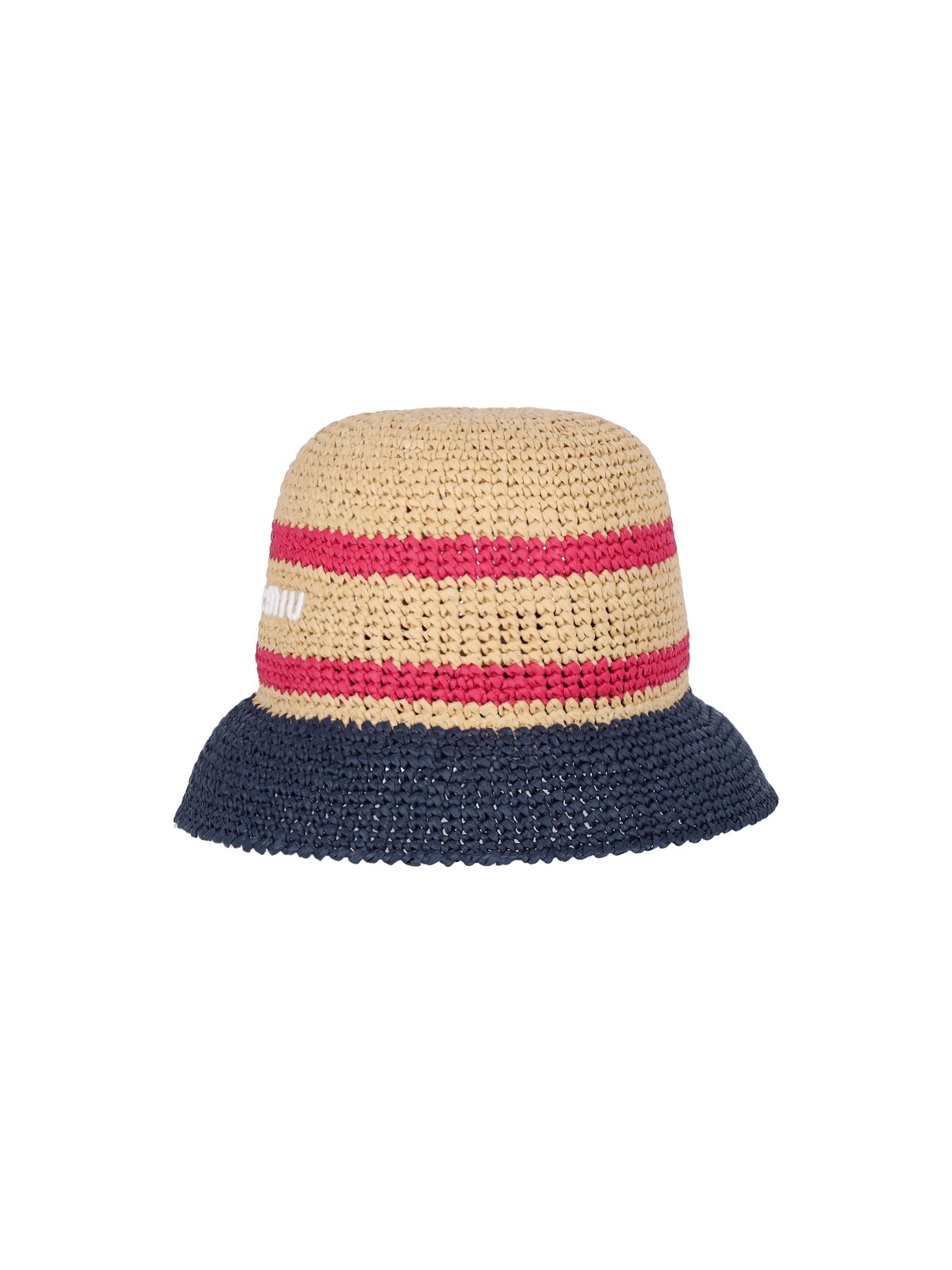 Miu Miu logo-embroidered crochet bucket hat - Blue