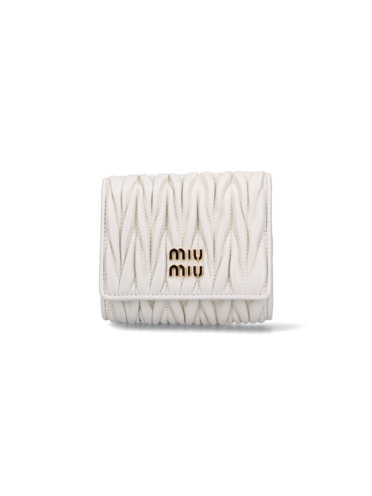 Miu Miu Small Matelassé Wallet In Cream