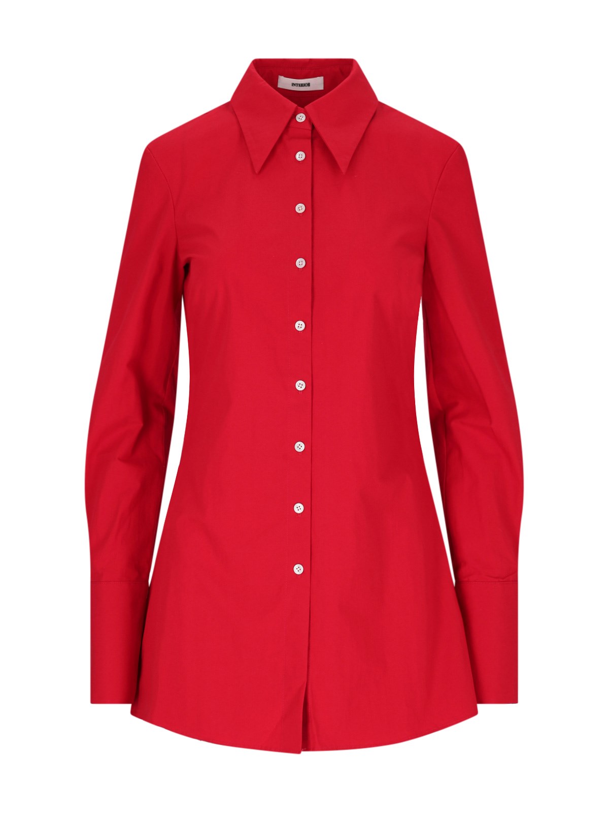 Interior Clark Collared Cotton Top In Red