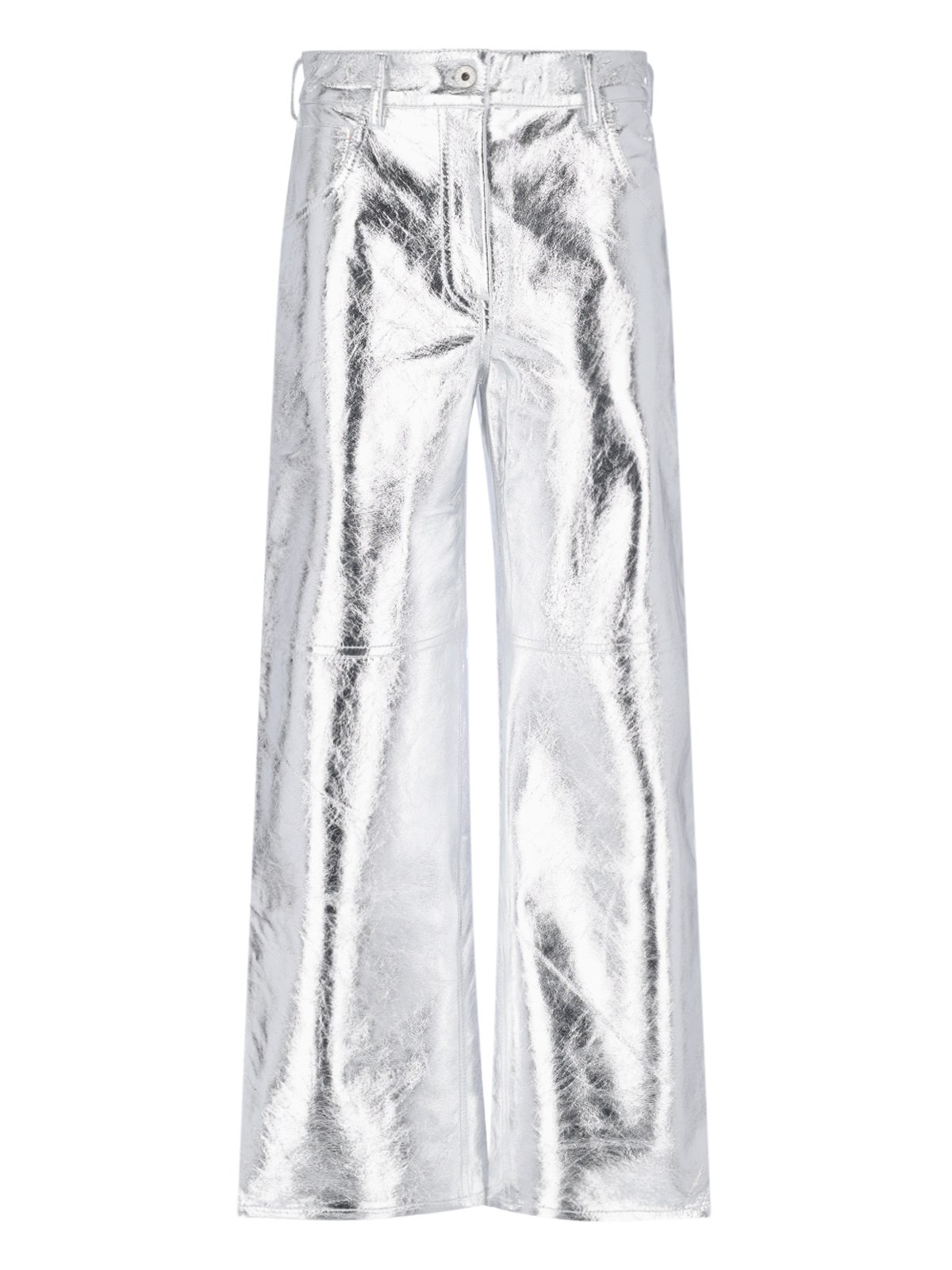Shop Interior Laminated Trousers In Silver