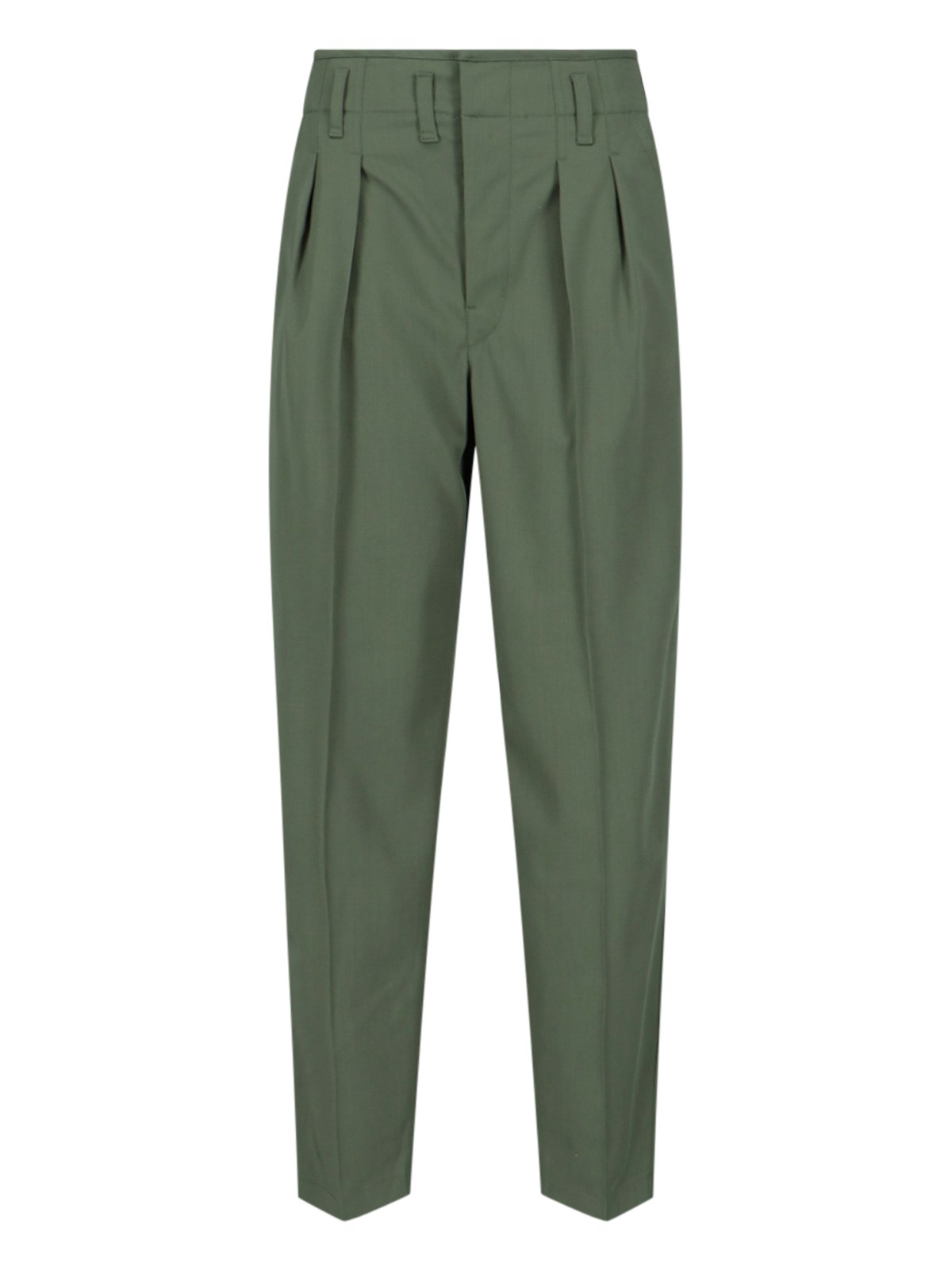 Shop Lemaire Pleated Pants In Green