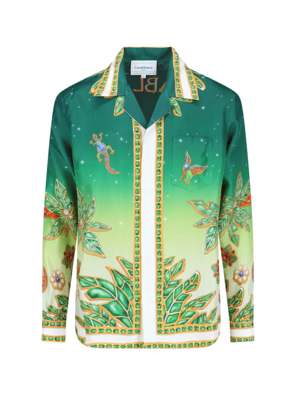 Shop Casablanca 'joyaux D'afrique' Silk Shirt In Green