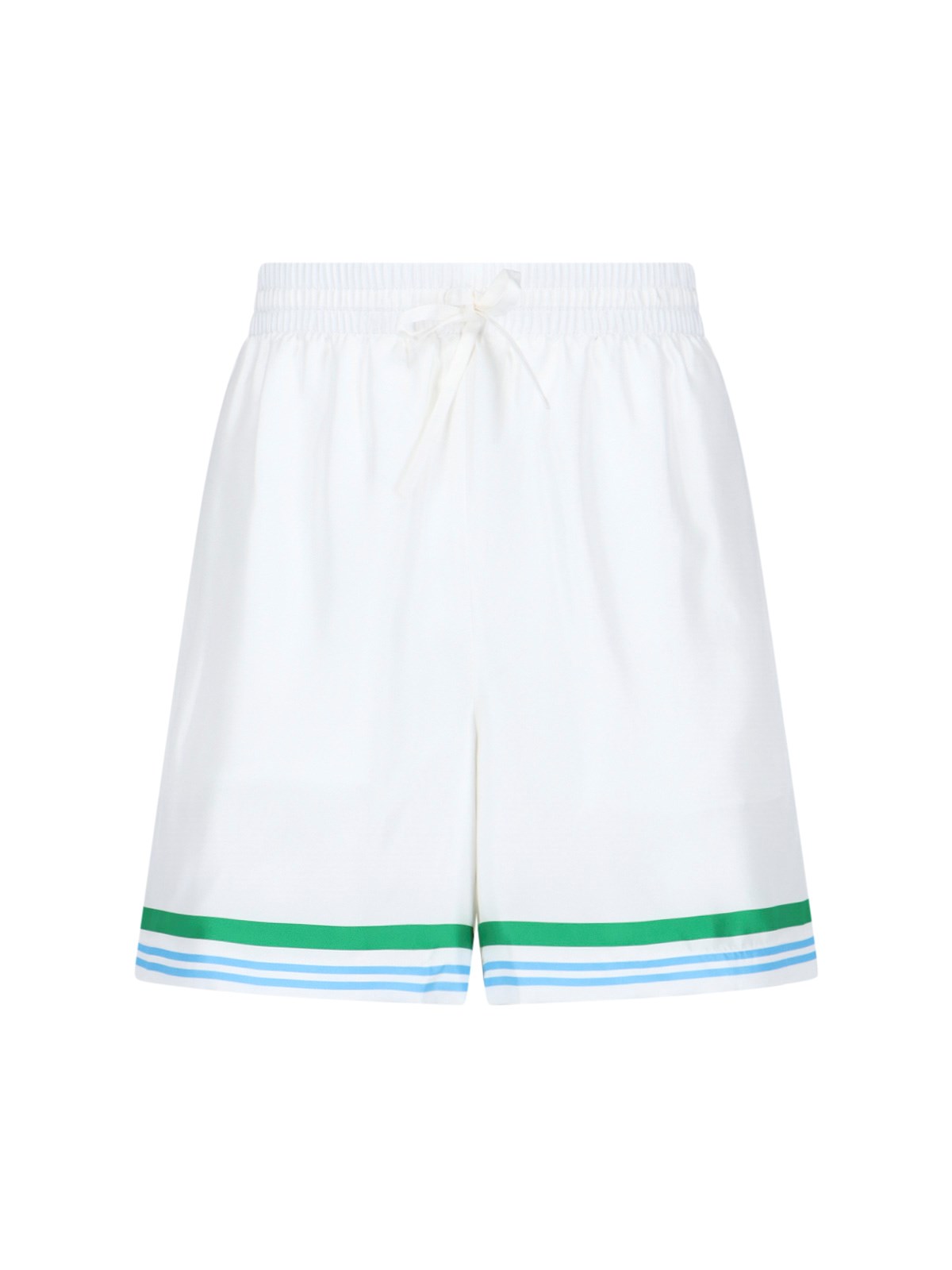 Shop Casablanca 'le Jen Coloré' Silk Shorts In White