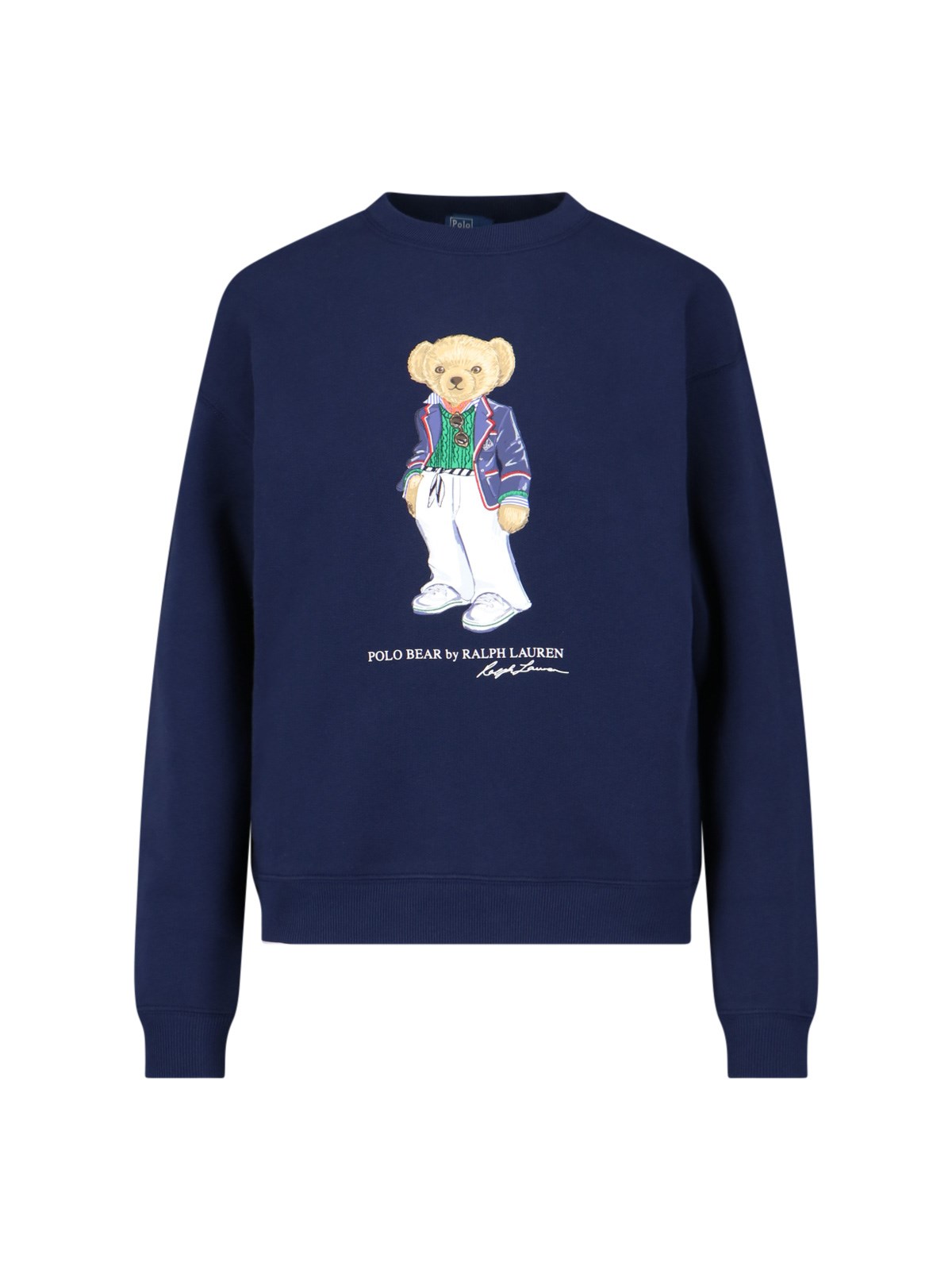 Shop Polo Ralph Lauren 'bear' Crew Neck Sweatshirt In Blue