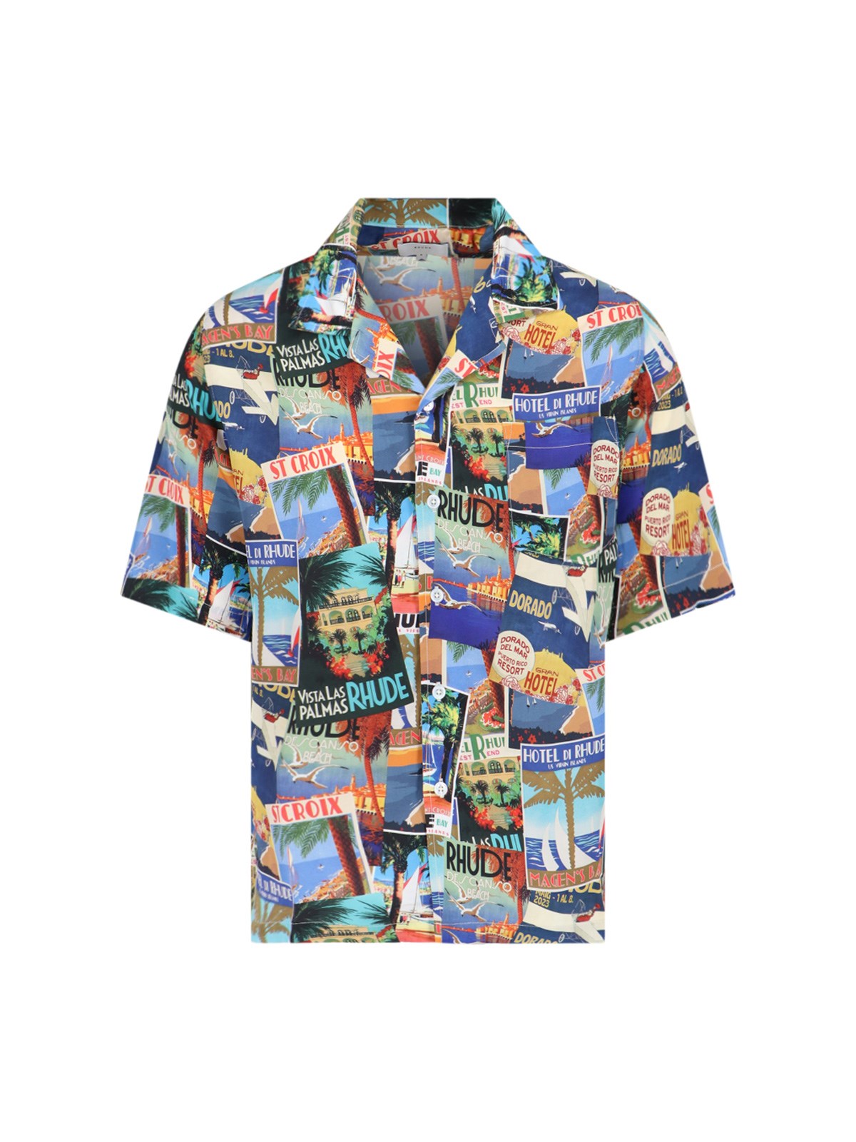 Shop Rhude Printed Shirt In Blue