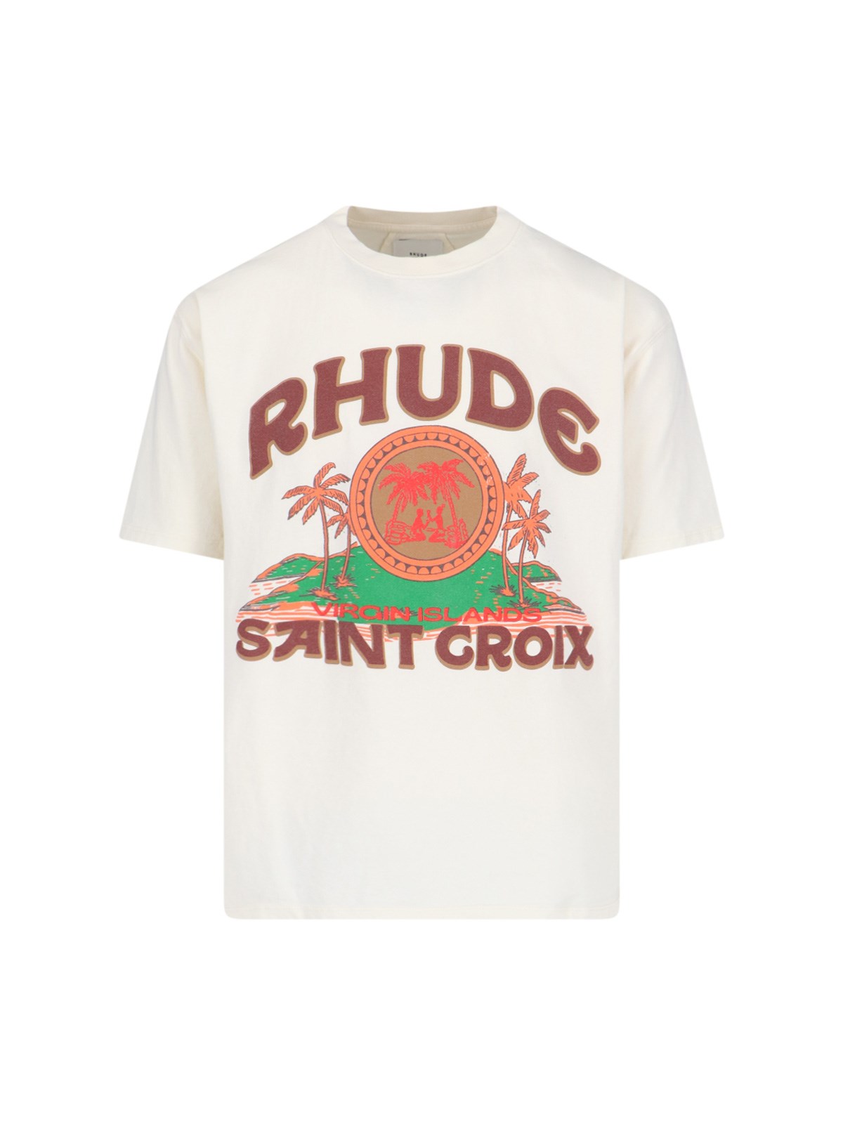 Shop Rhude 'saint Groix' T-shirt In Cream
