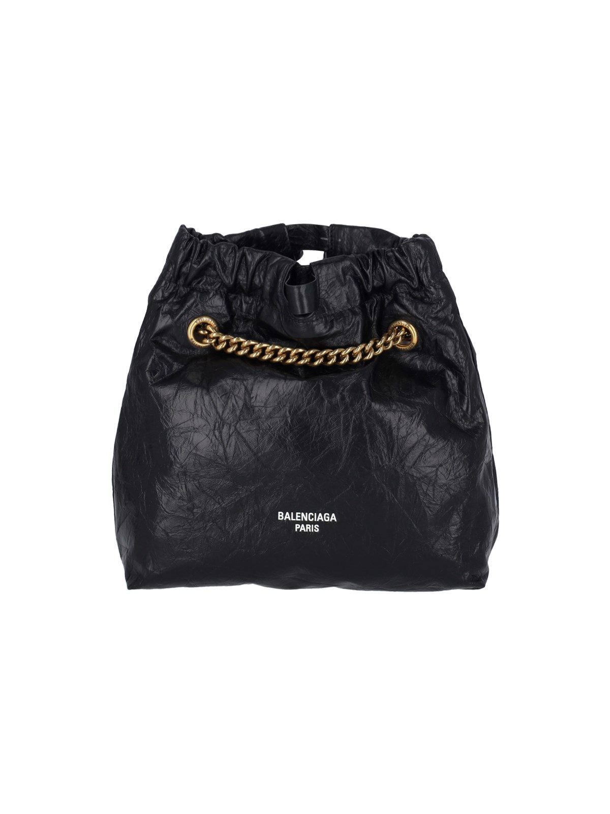 Shop Balenciaga Small Shoulder Bag "tote Crush" In Black  