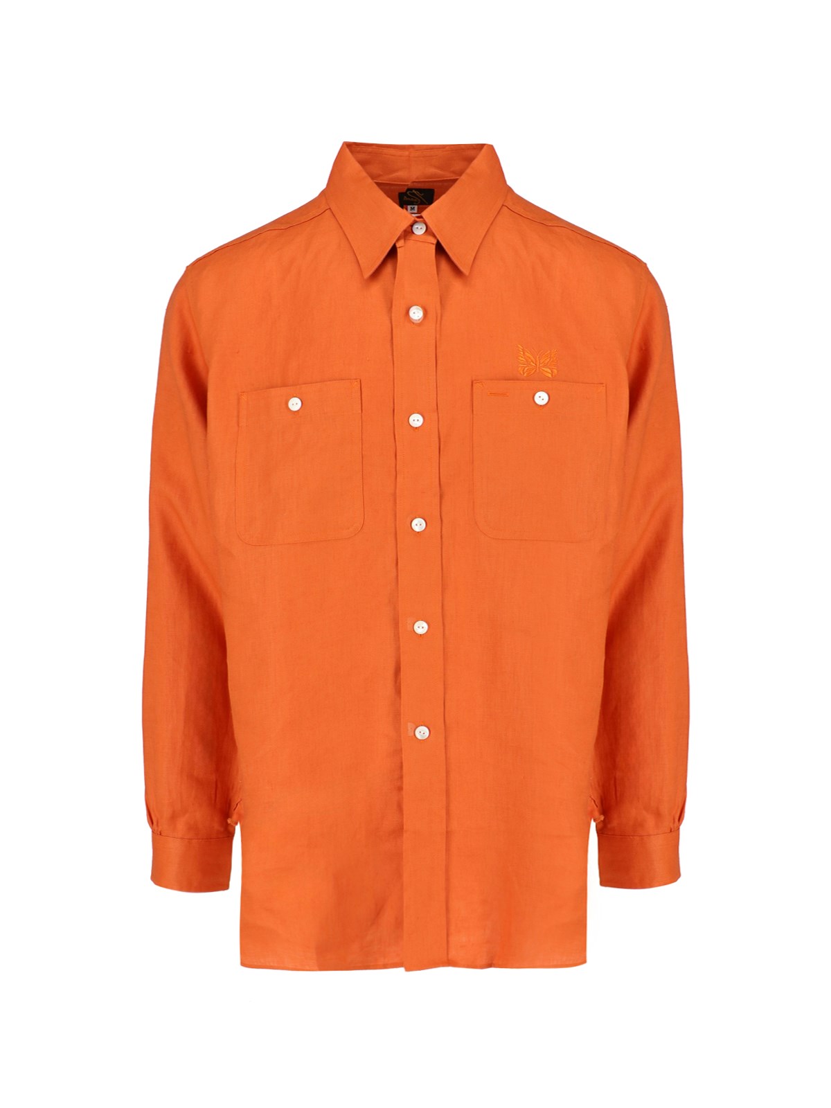 Shop Needles 'work Shirt' Linen Shirt In Orange