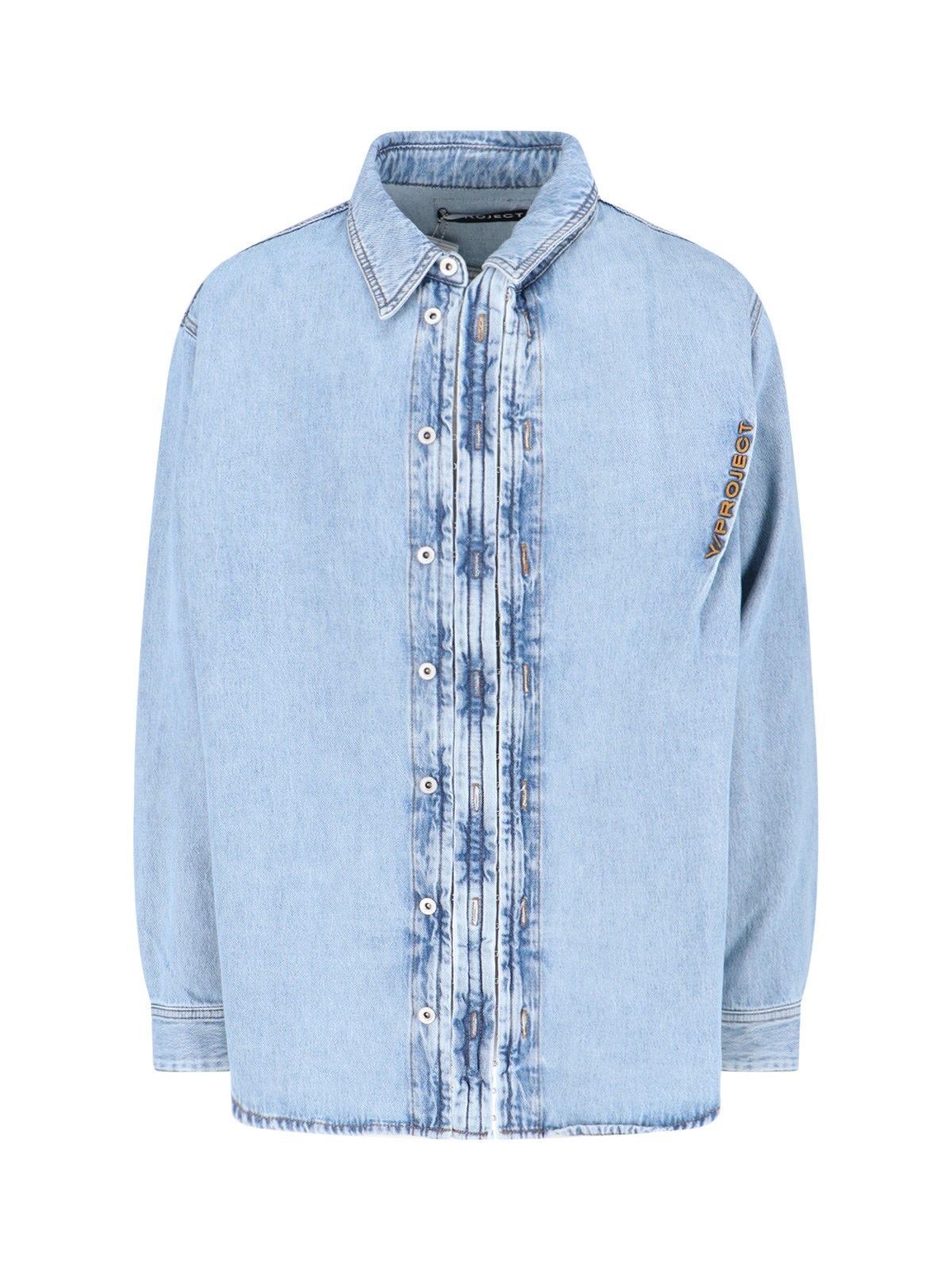 Shop Y/project 'hook And Eye' Shirt Jacket In Light Blue