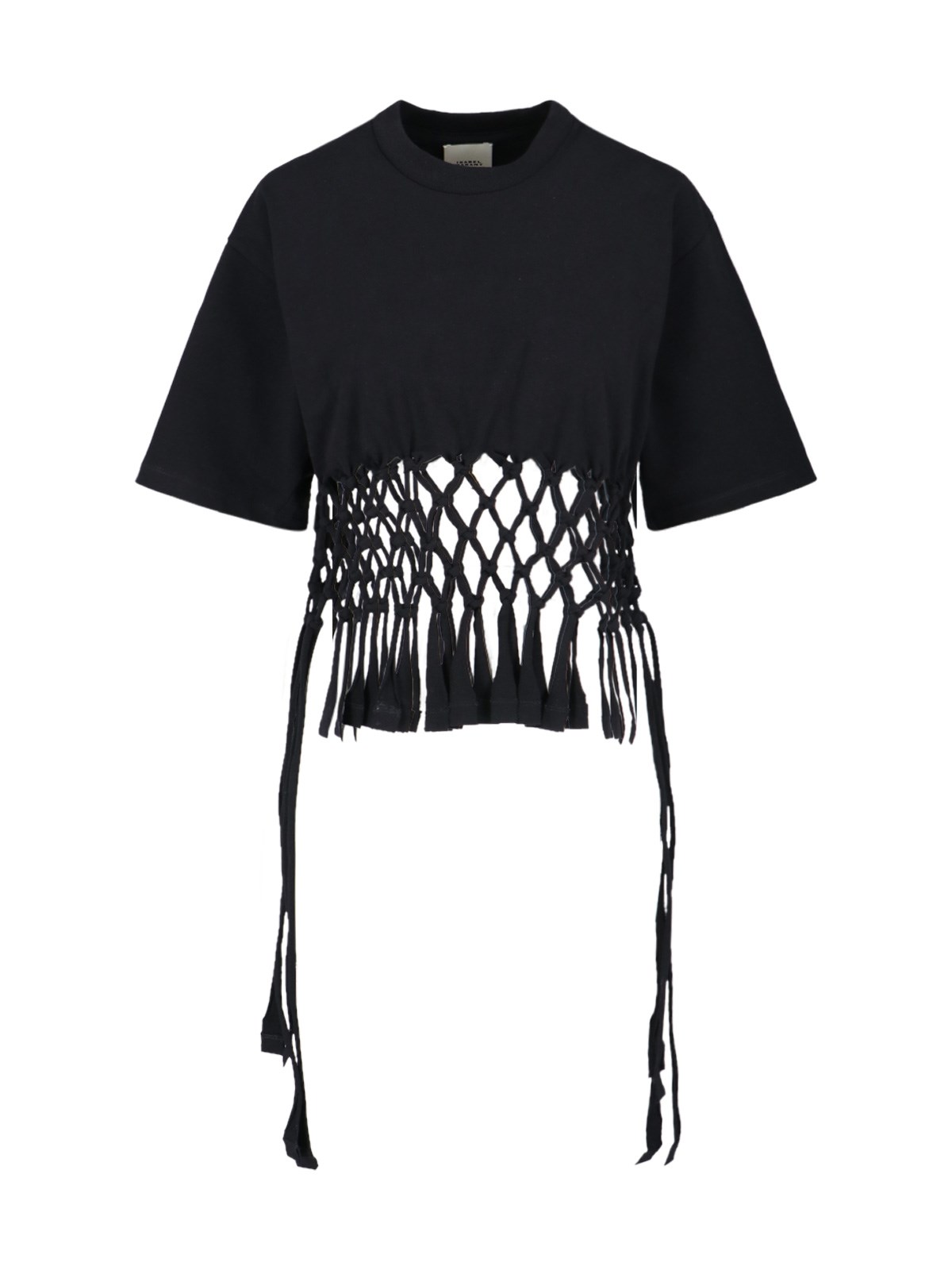 Shop Isabel Marant Fringed Crop T-shirt "texana" In Black  
