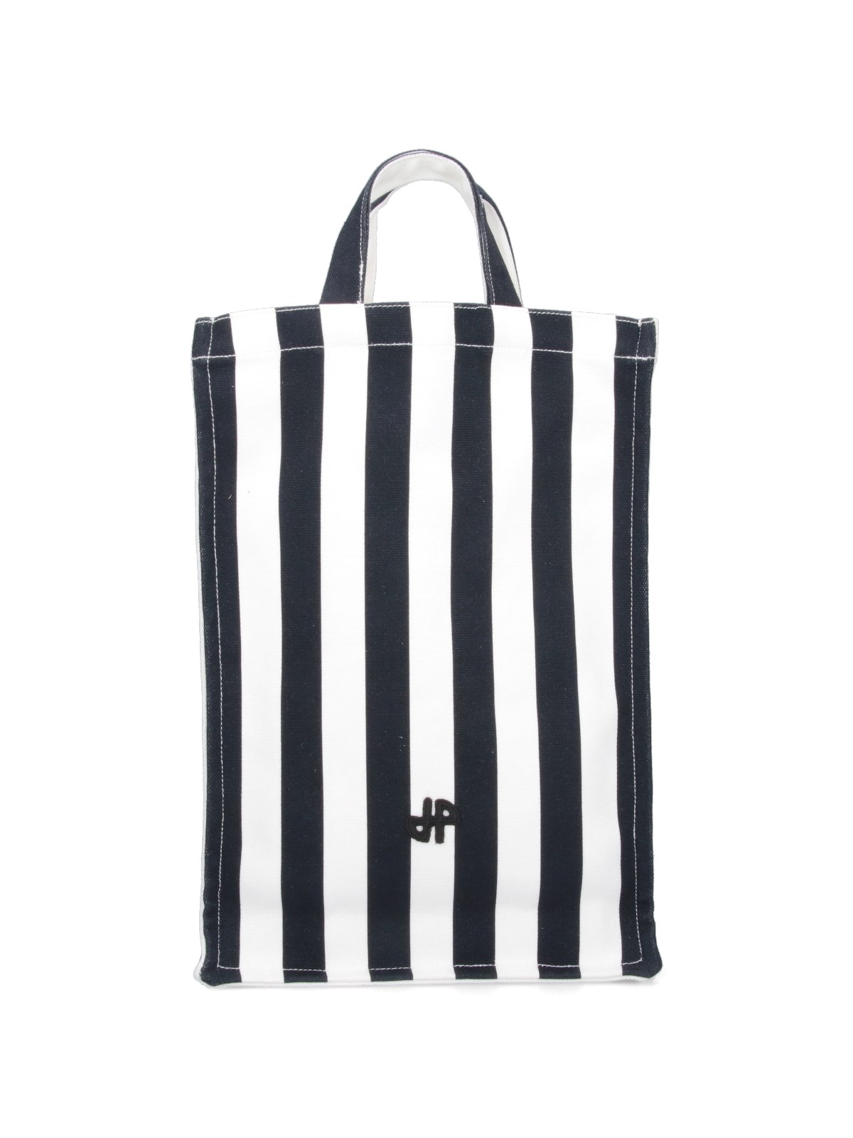 Patou Striped Tote Bag In Black  