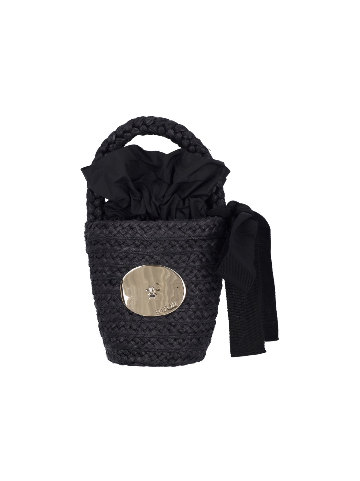 Shop Patou Raffia Bucket Bag In Black  