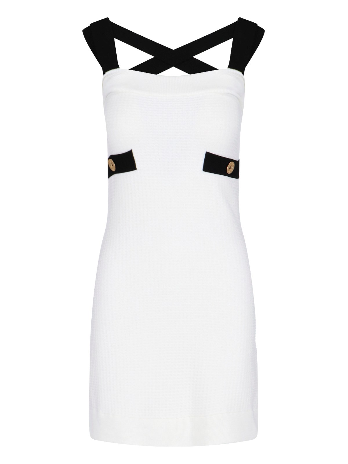 Shop Patou Contrast Detail Mini Dress In White
