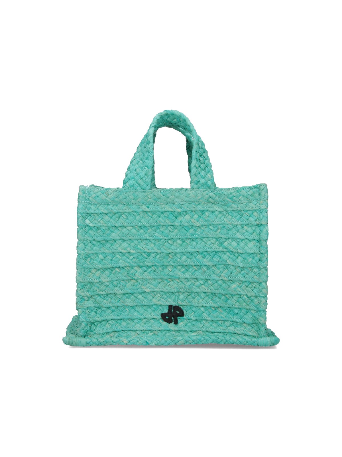 Patou Braided Tote Bag Detachable Strap In Green