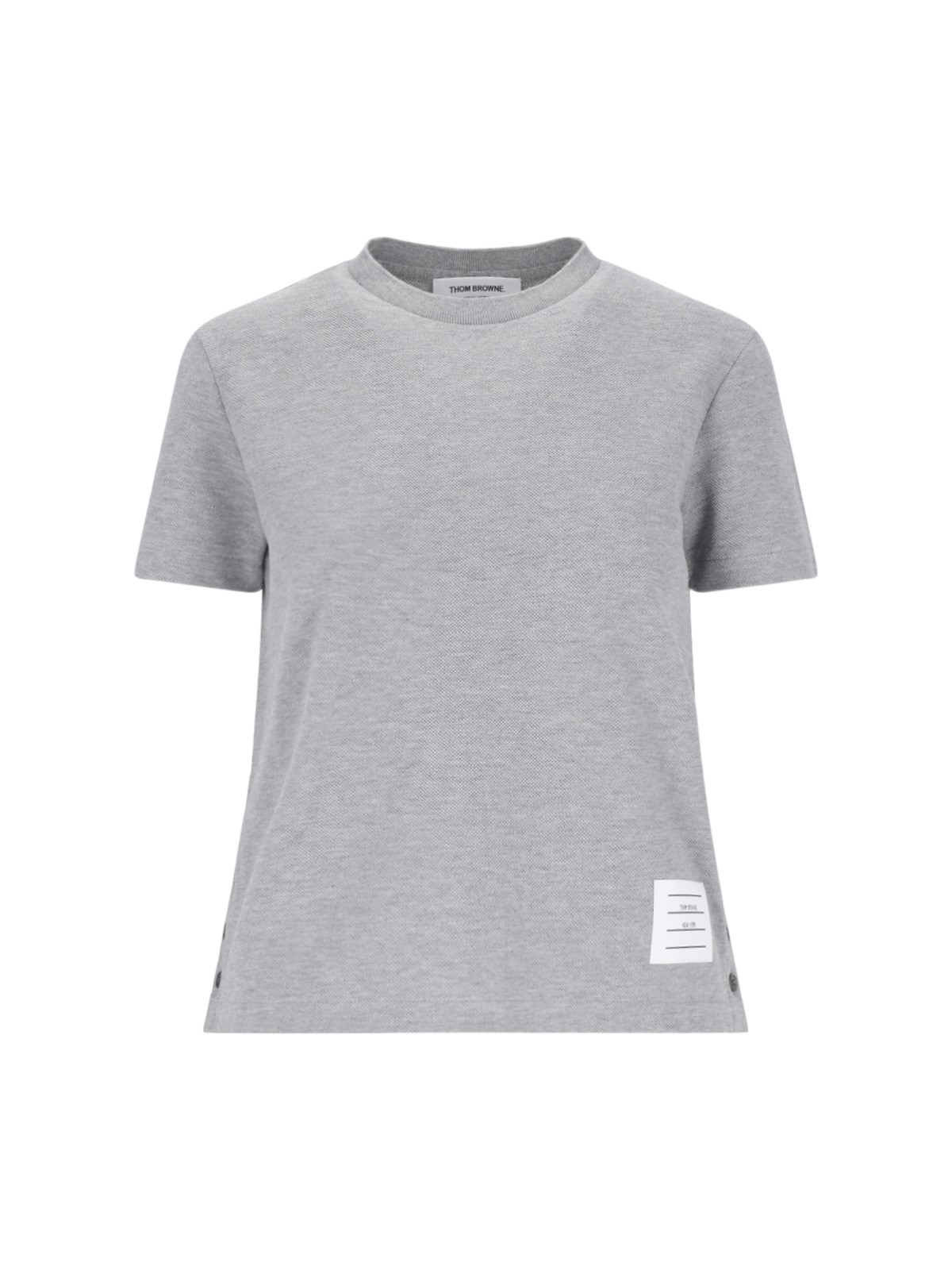 Shop Thom Browne Tricolor Detail T-shirt On The Back In Gray