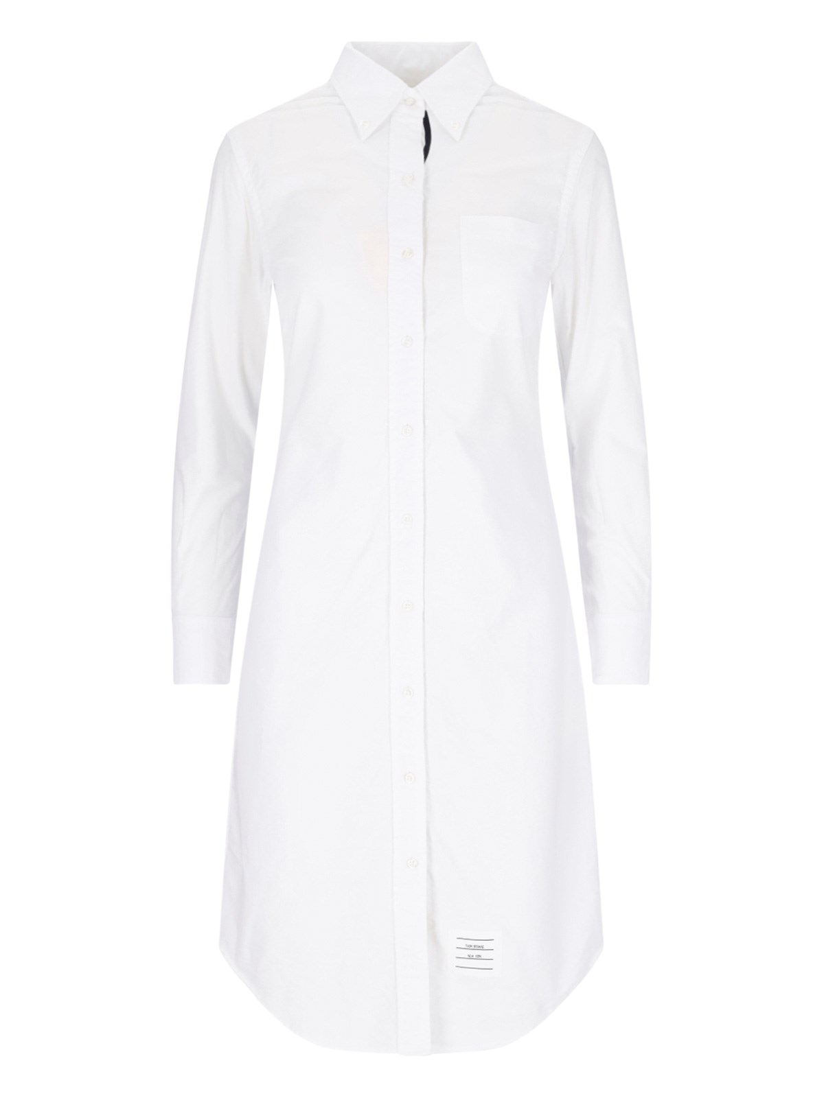 Thom Browne Cotton Oxford Midi Shirt Dress In White
