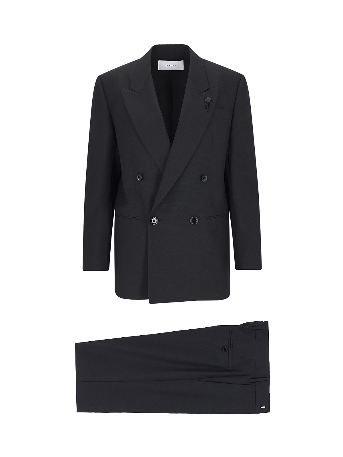 Lardini Double-breasted Suit In Black  