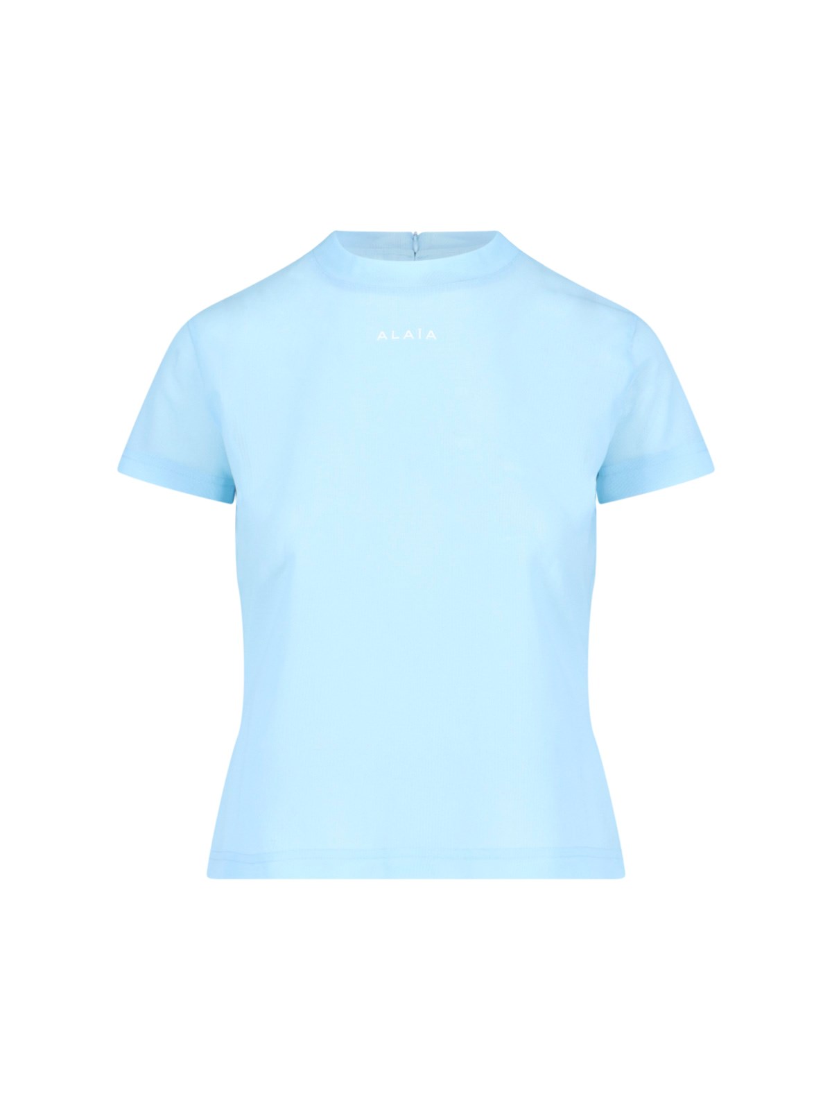 Alaïa Slim Logo T-shirt In Light Blue