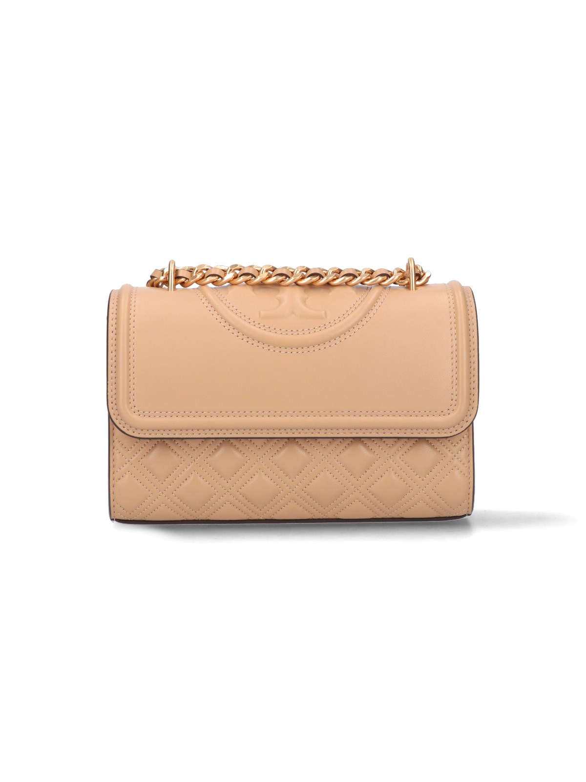 Tory Burch Small Fleming Shoulder Bag In Beige