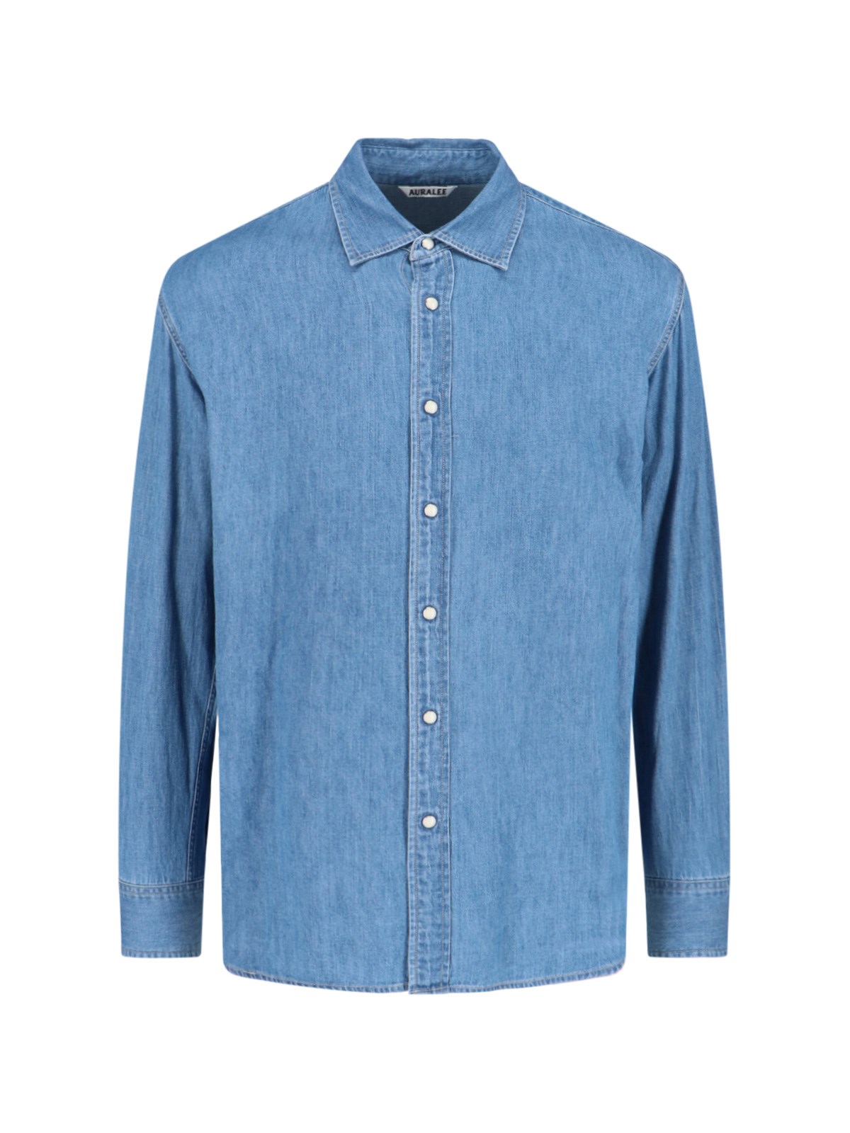 Shop Auralee Denim Shirt In Blue