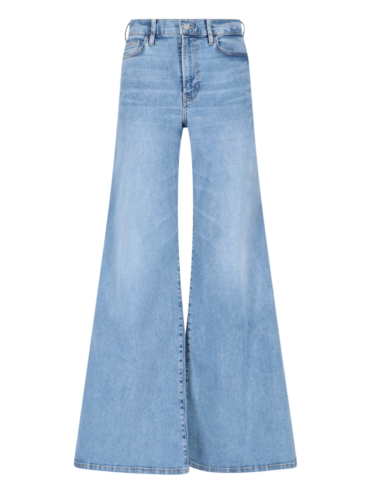 Shop Frame 'le Palazzo' Crop Trousers In Light Blue