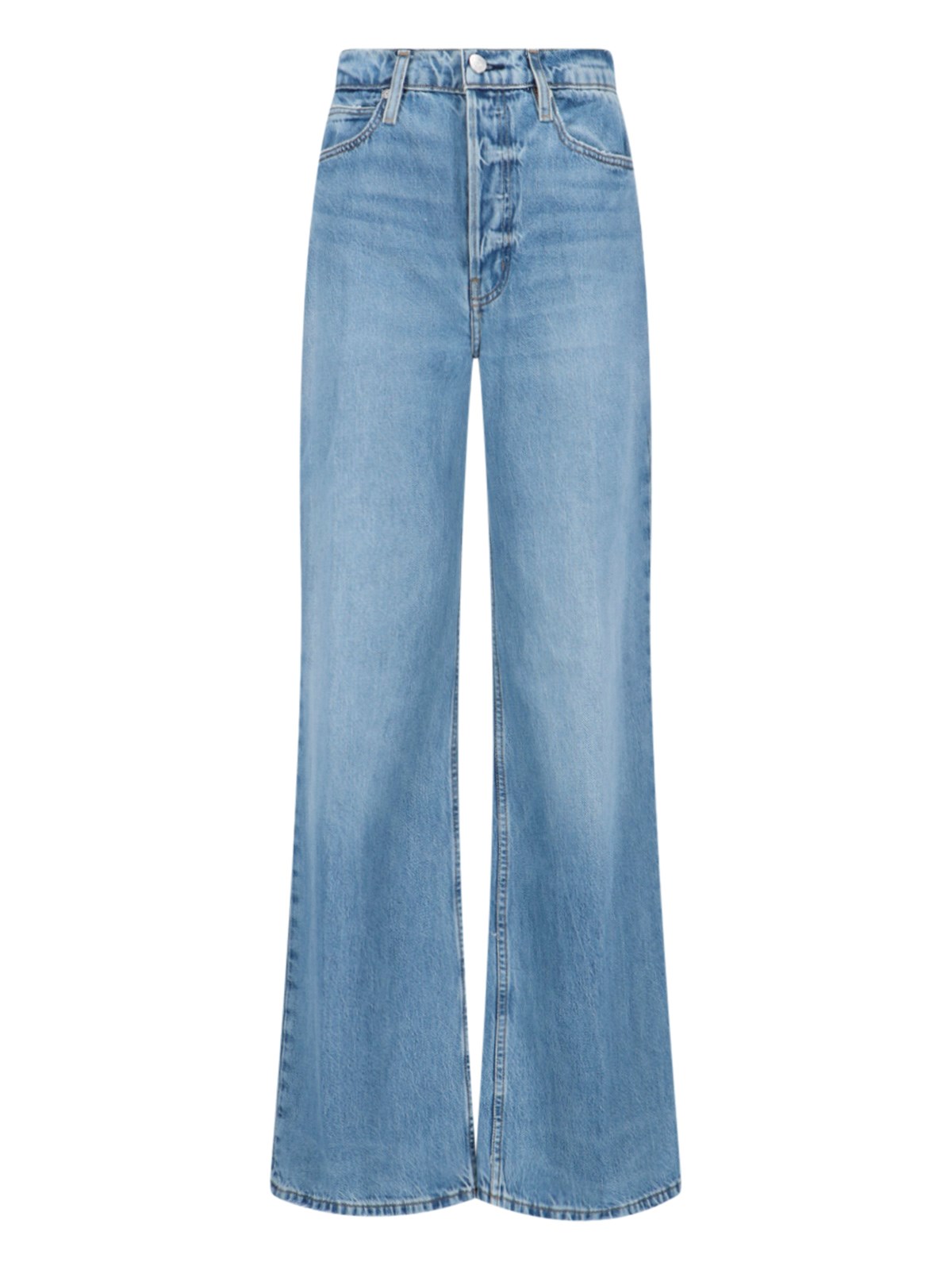 Shop Frame Wide Jeans In Light Blue
