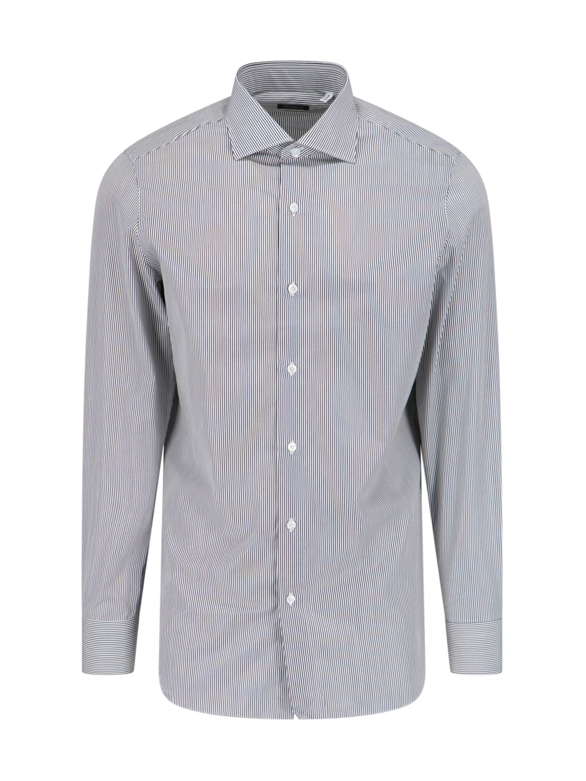Shop Finamore 1925 Striped Shirt In Gray