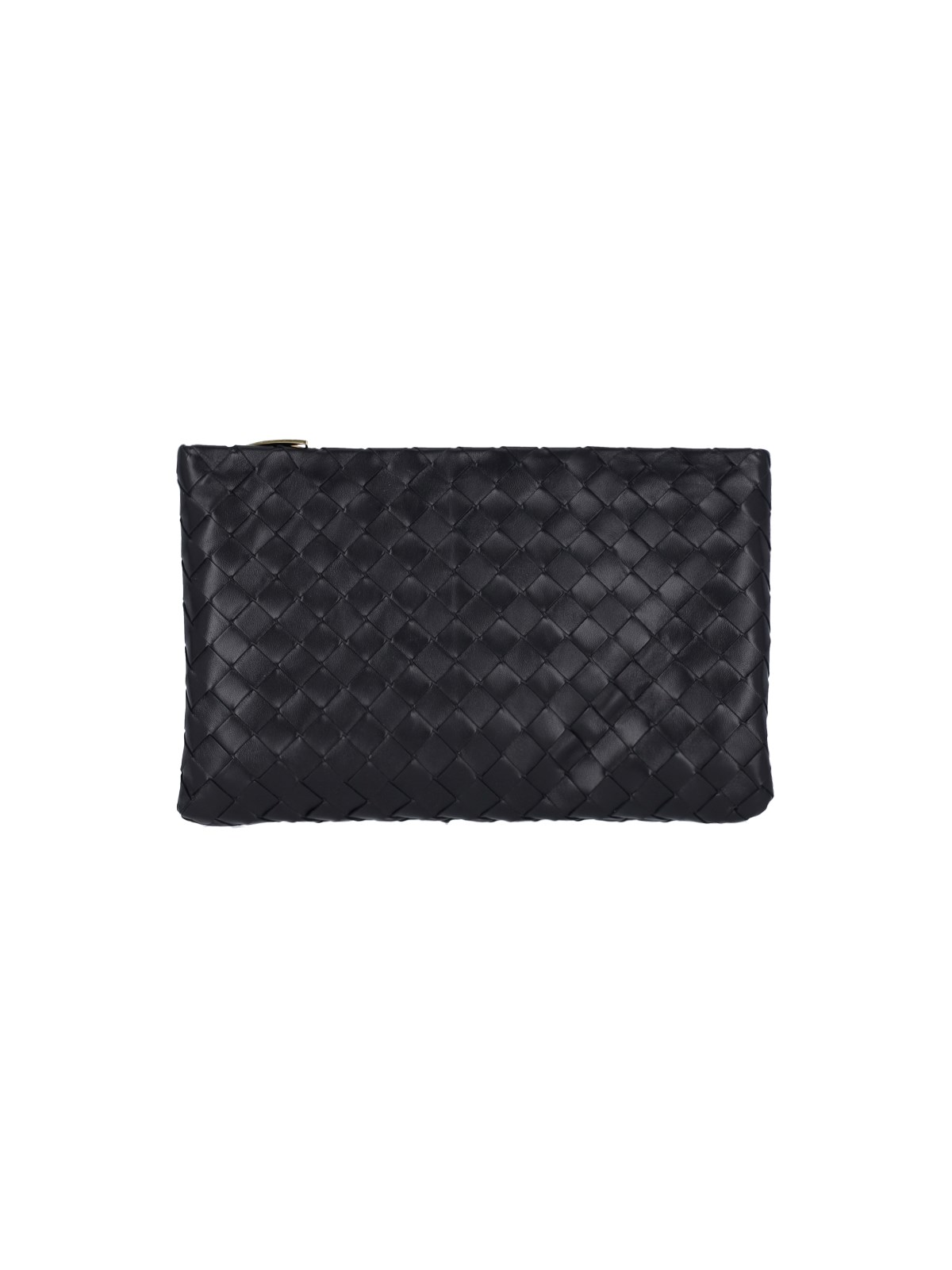Bottega Veneta Braided Pattern Pouch In Black  