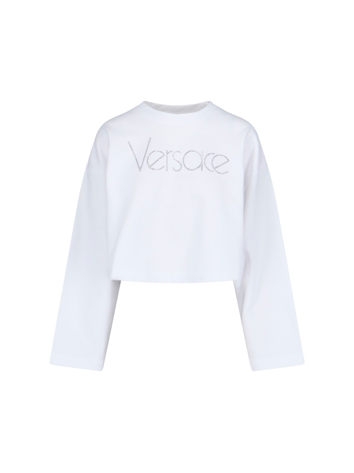Shop Versace '1978 Re-edition Logo' Crop Sweatshirt In White