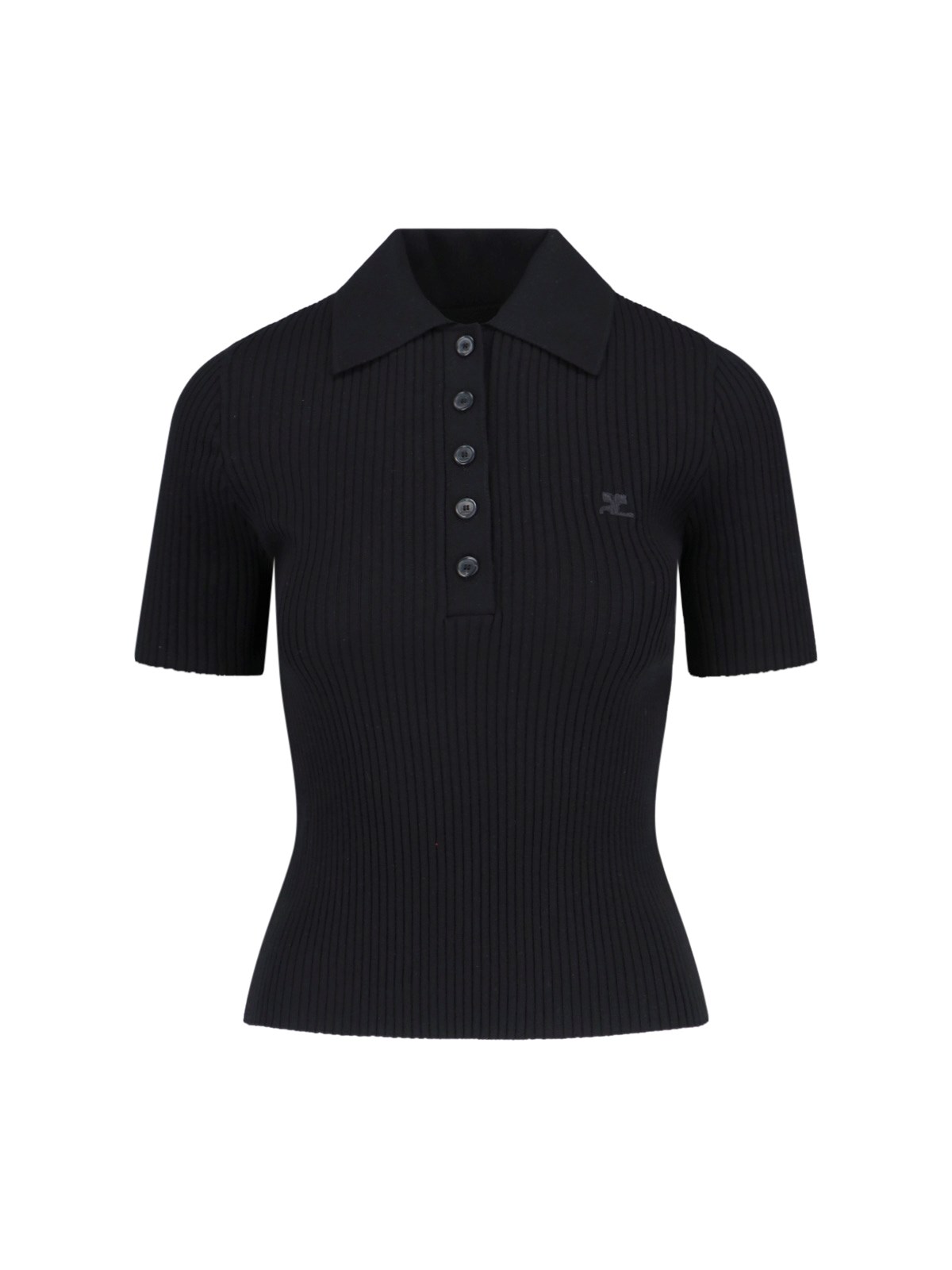 Shop Courrèges Knit Polo Shirt In Black  